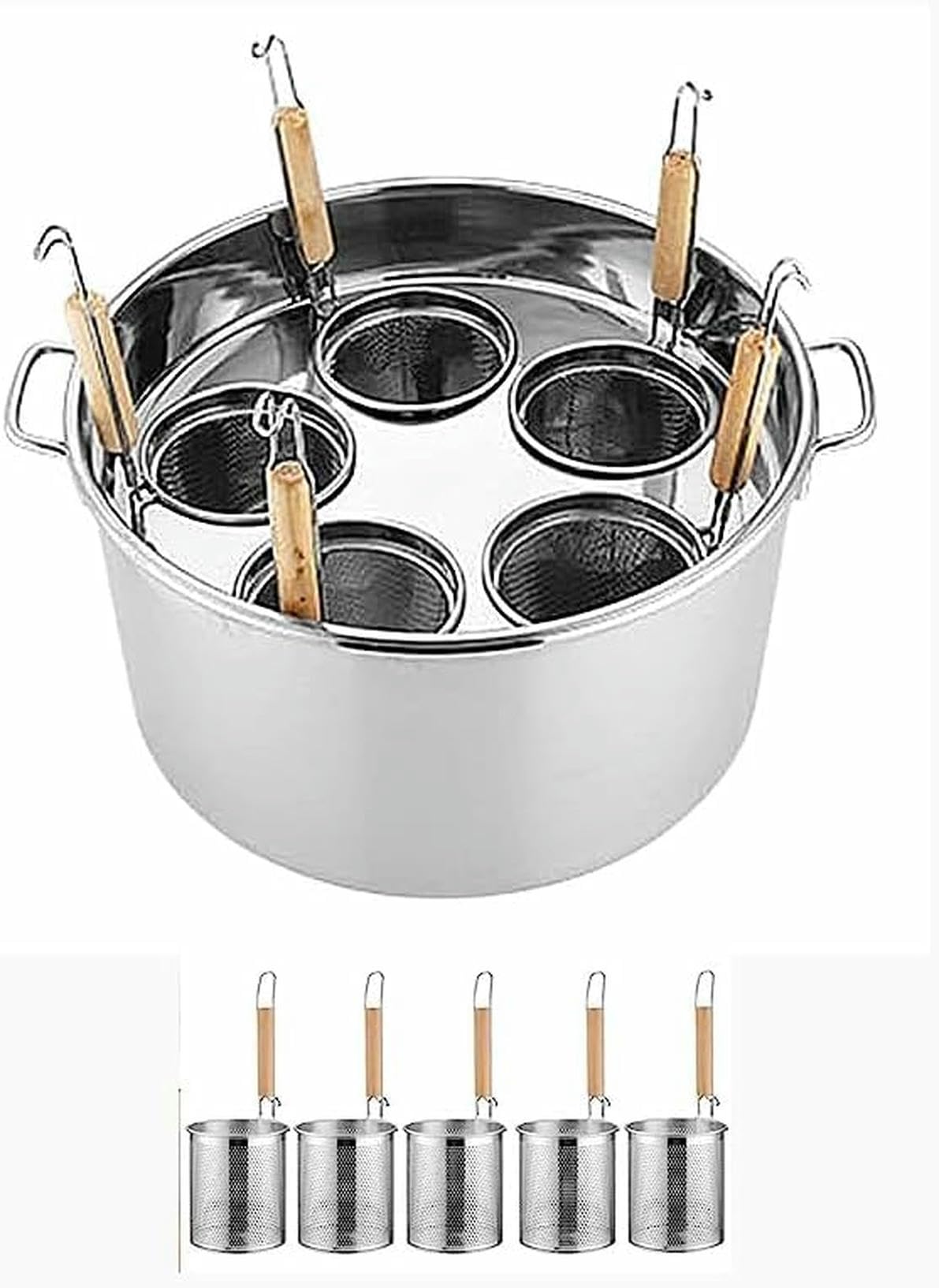 Stainless Steel Pasta Cooker Insert Cookware with Divider and Colander Strainer for Cooking Pasta, Noodles, and Vegetables-