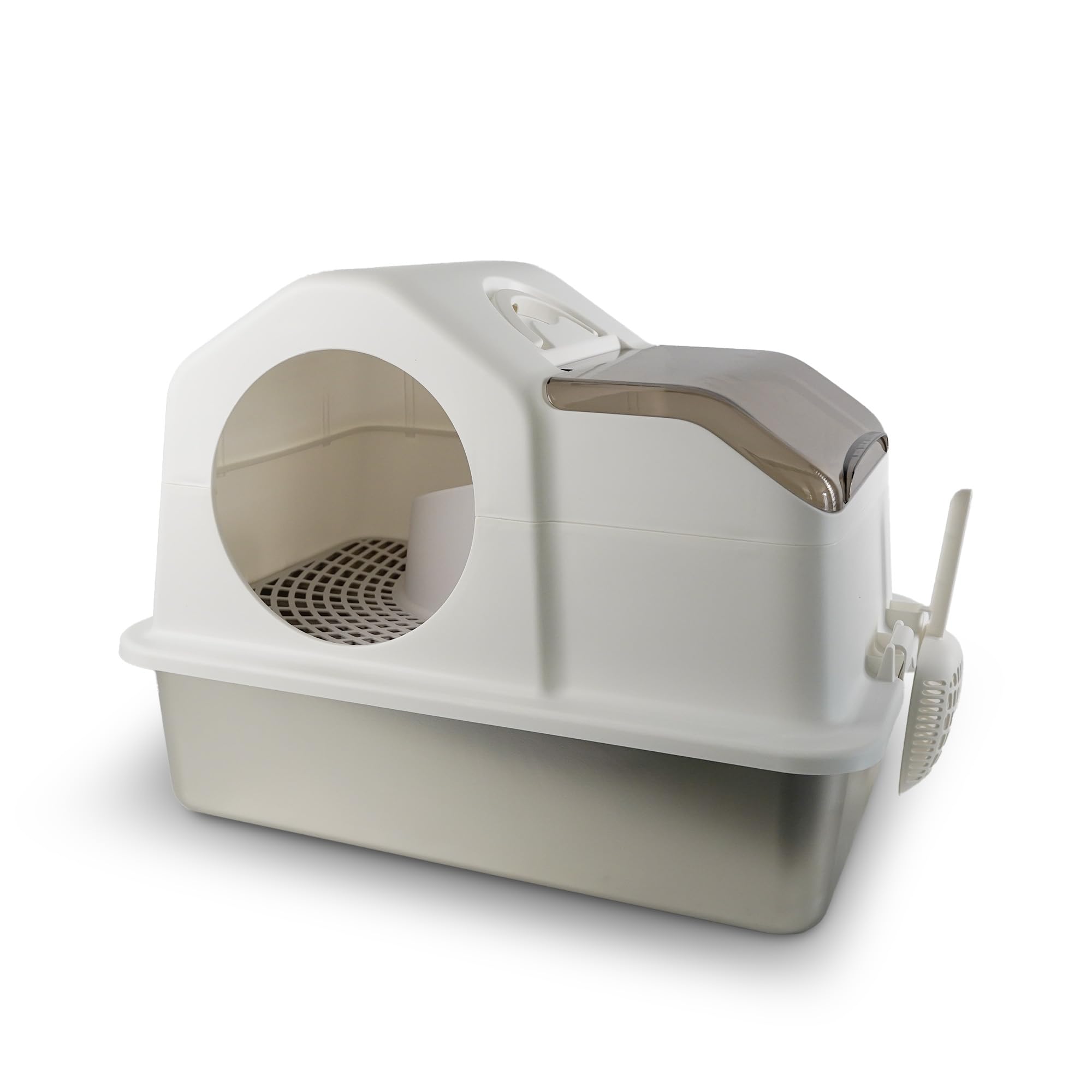 Ligo - Lettiera per gatti in acciaio inox chiusa, grande lettiera chiusa con filtro e rampa contro lo spargimento, a prova di perdite, inodore, facile da pulire