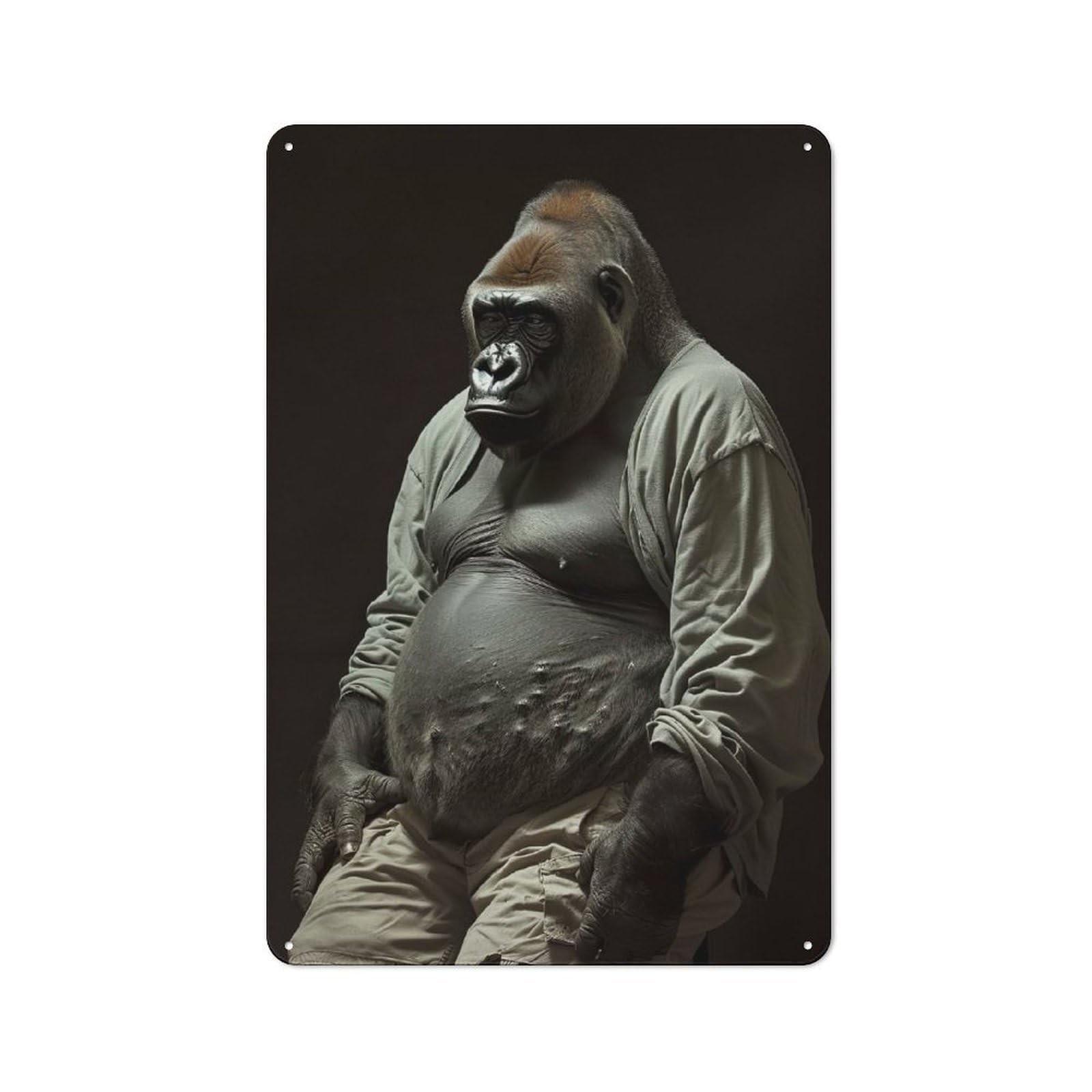 Junmoney Style-20 Gorilla Fat Everyday Metal Wall Decor 30X20cm, Vintage Metal Sign For Hallway, Home Bar, Garage Or Study