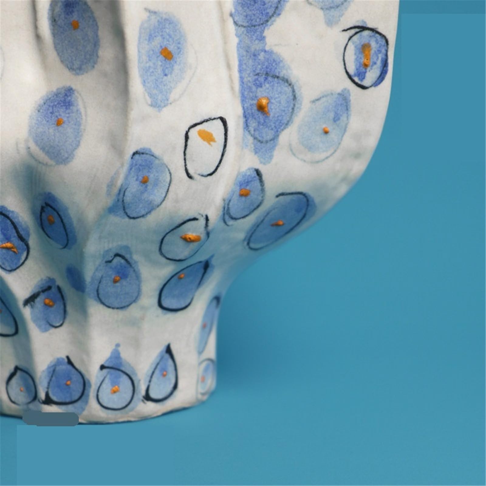 Wazon z kwiatami Retro lekki luksusowy ręcznie malowany ceramiczny wazon artystyczny niebieski statek kwiatowy salon dekoracja kwiatowa