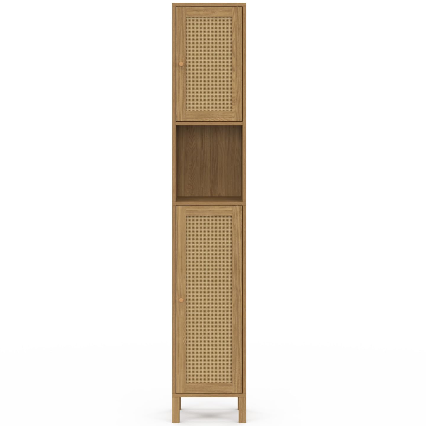 IDMarket - Meuble Colonne Salle de Bain HANAE Effet Naturel cannage