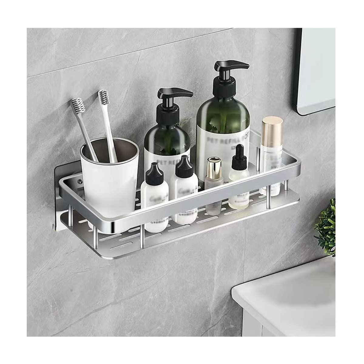 Shower Caddy Shelf Organizer Rack Self Adhesive Bathroom Shelves Basket Home Wall Shower Inside Organization and Storage Decor