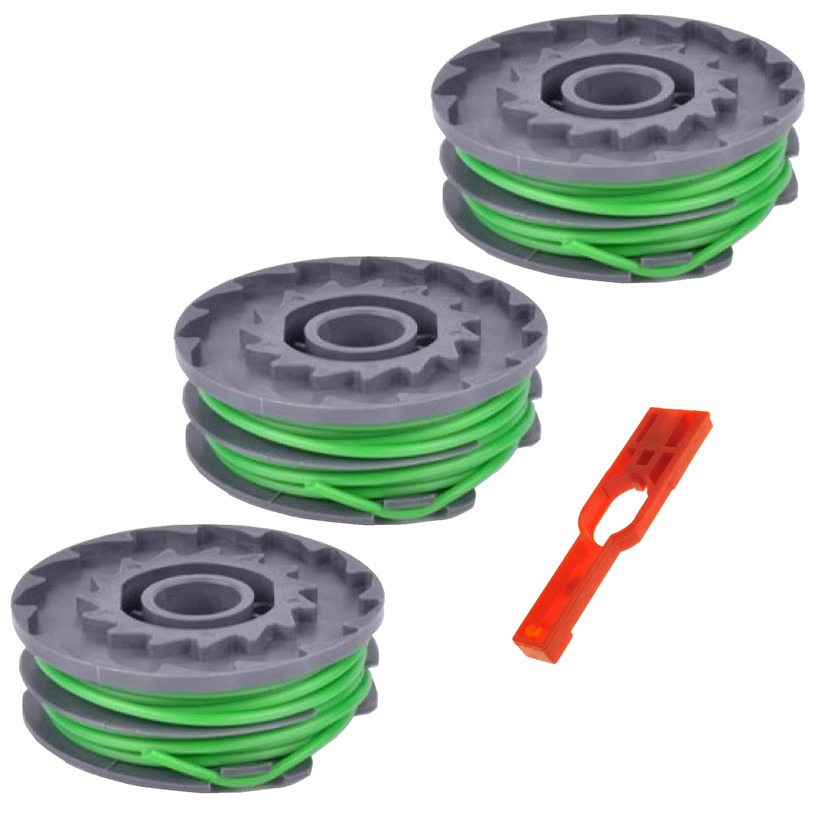 SPARES2GO Strimmer Line Spool x 3 + Feeder Compatible with Flymo Contour 600HD 580E 650E Trimmer