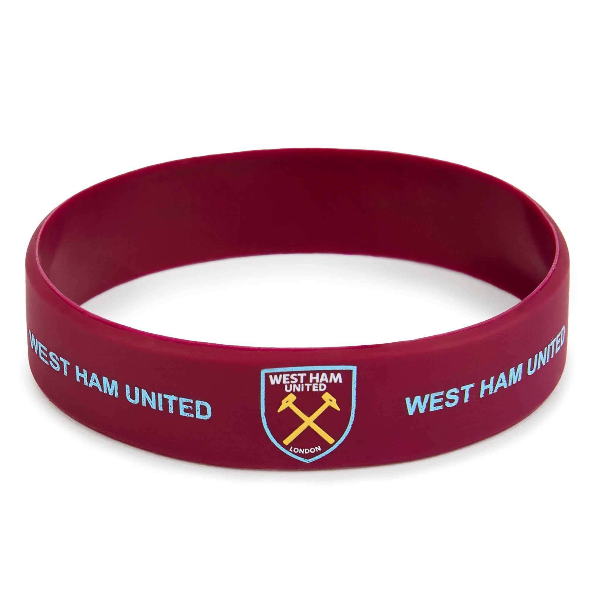 Official West Ham United FC Claret Silicone Wristband with Club Crest & 'WEST HAM UNITED' Text - Football Merchandise
