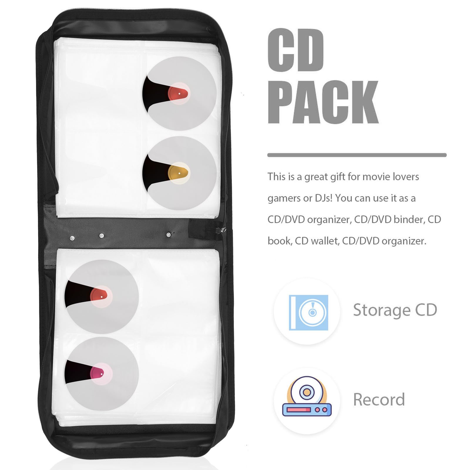 Bolsa de PU para CD de 200 Piezas, Gran Capacidad, Roja | Cierre Cremallera, Resistente al Desgaste, Diseño Moderno, Formato para Dvd y Orden Reducido