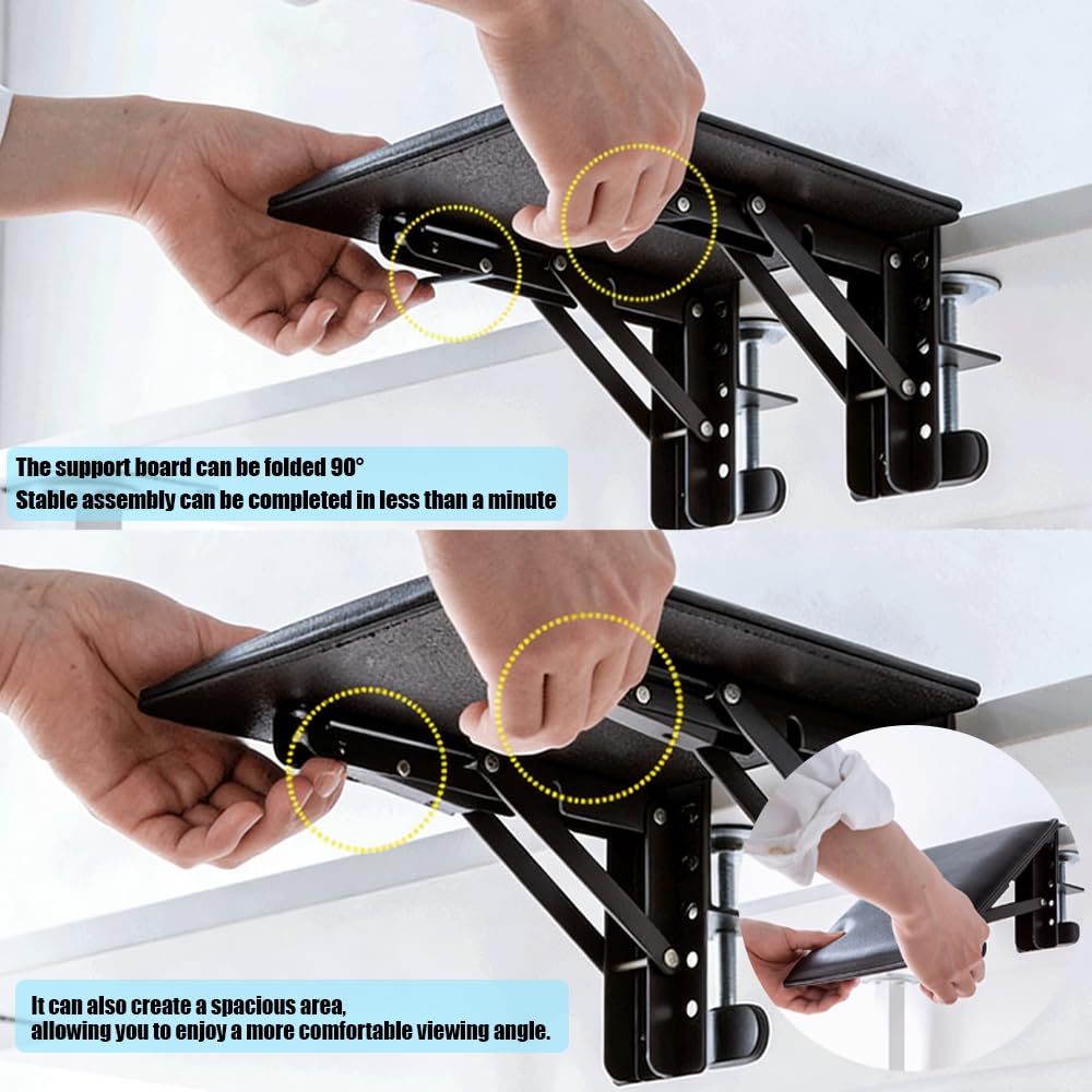 Reposabrazos Silla Oficina,Soporte Ergonómico Plegable Para Brazos De Escritorio y Silla, Soporte De Muñeca Para Oficina, Plegable 90°, Fácil De Almacenar
