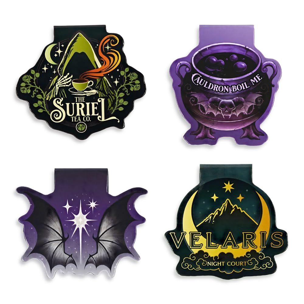 Conquest Journals A Court of Thorns and Roses Magnetic Bookmarks, 4-Pack Book Markers, Page Clips with Magnets, Bookish ACOTAR Designs, Gifts for Readers, Officially Licensed Sarah J. Maas Collection