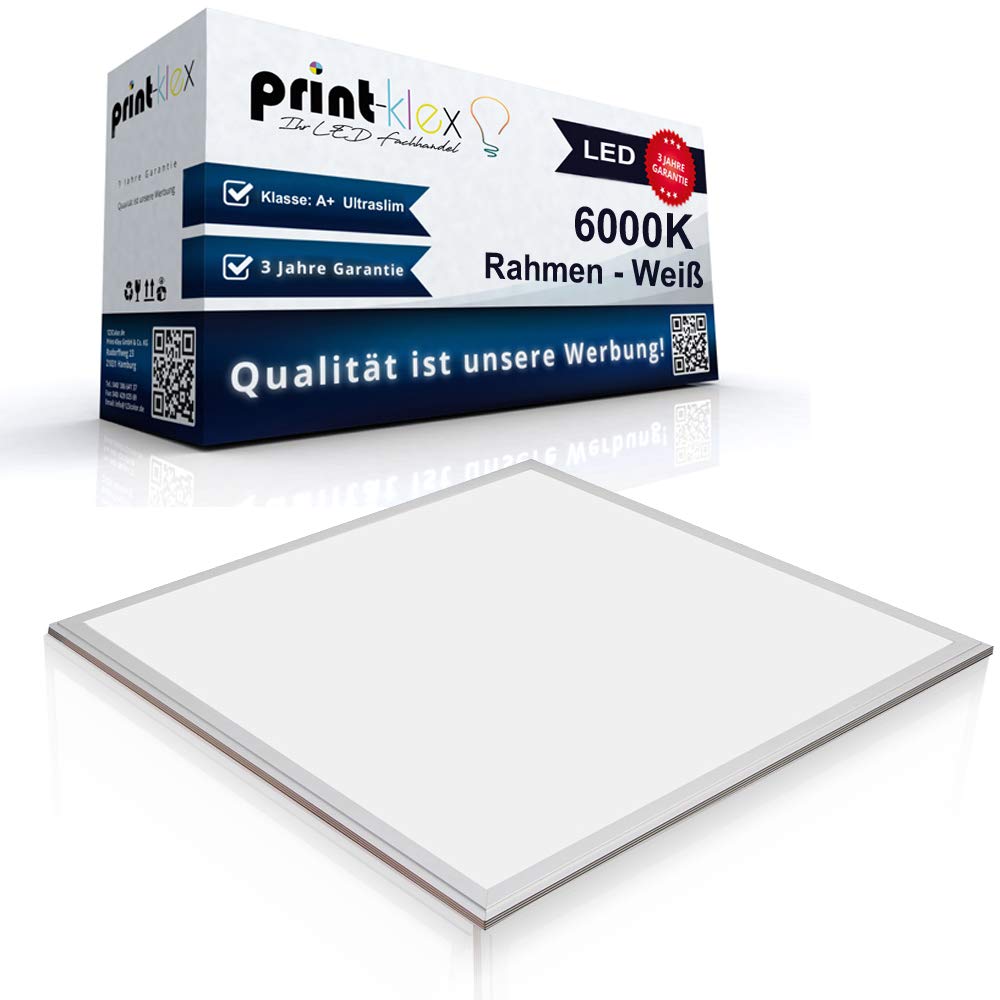 Panneau LED Ultraslim 60 x 60 cm encastrable lumière lampe spot blanc froid Cadre de 40 W 3600 lm 6000 K blanc – Office Print Serie