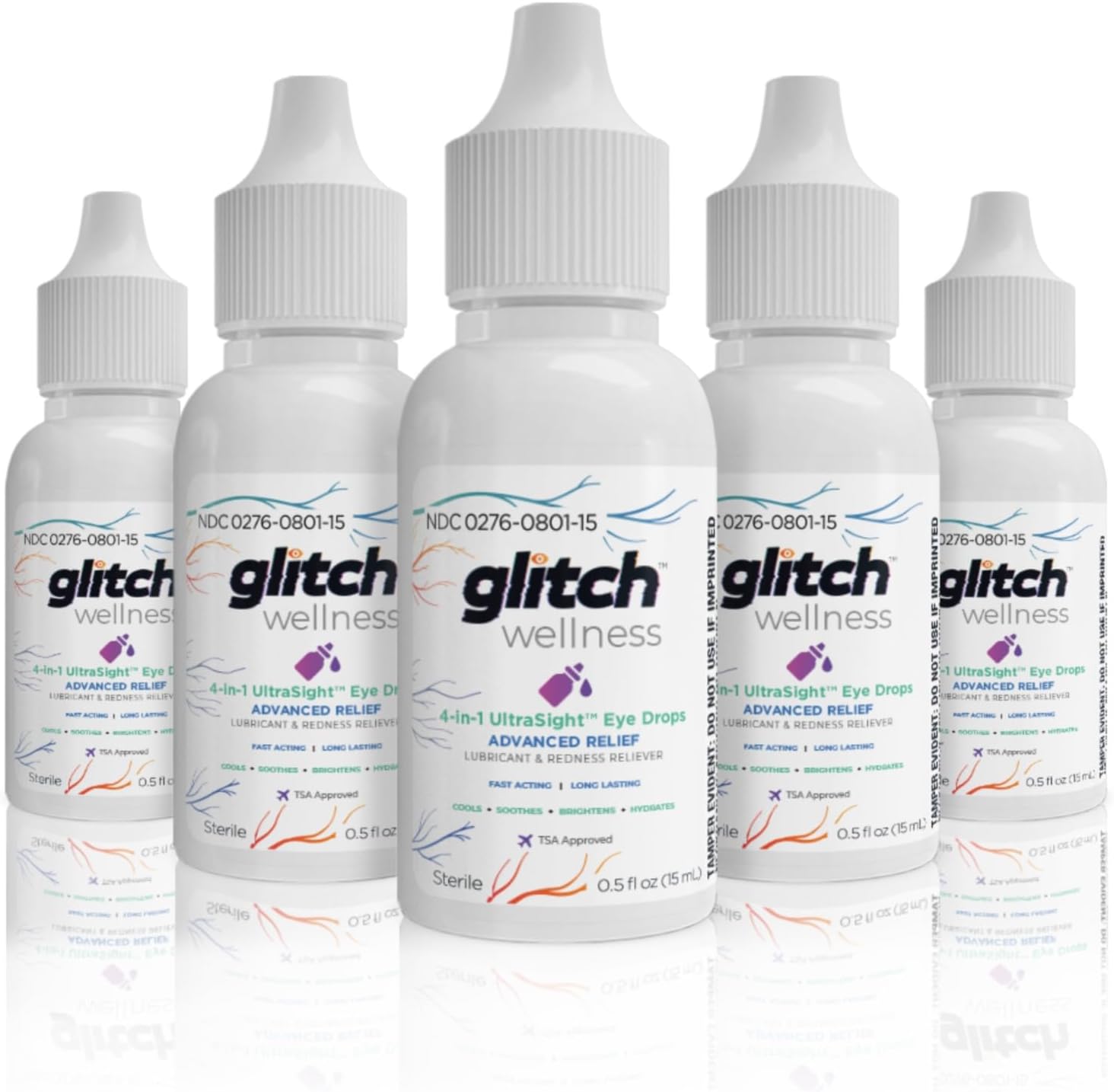 Glitch UltraSight Eye Drops for Dry Eyes 15mL - 4 in 1 Advanced Relief Dry Eye Drops - All Day Comfort with Hydration, Brightening, Cooling - Effectively Soothes Irritation & Dryness (5)