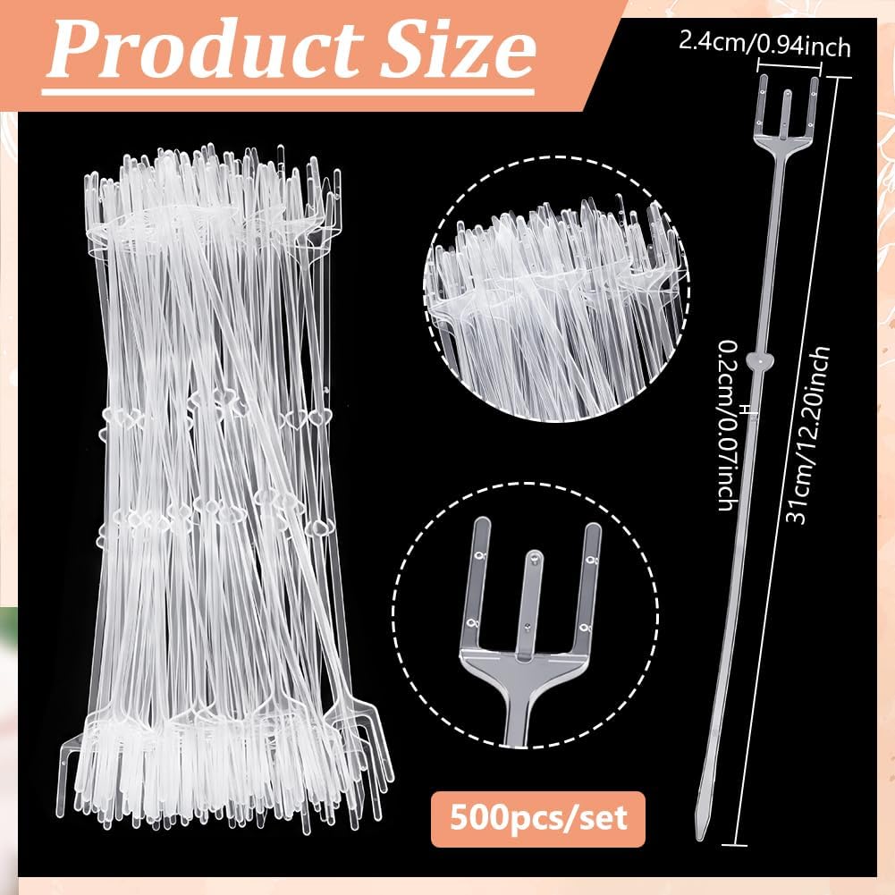 GOMAKERER 500 Pcs Floral Picks Card Holder Bulk, Flower Card Holder Stick Plastic Floral Pick Holder for Card Photos Bouquet Arrangement Valentine Mother's Day Wedding Birthday Party, 12.2 Inch Long