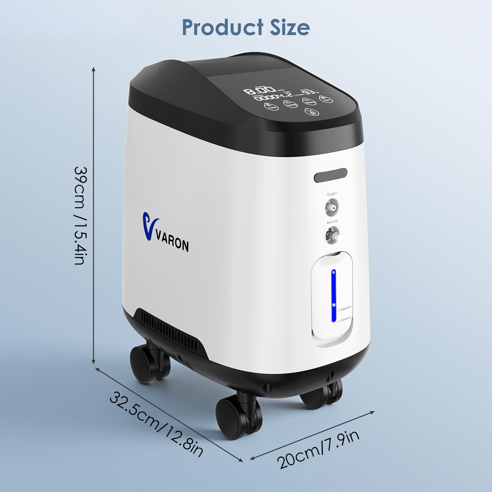 Concentrador de oxígeno, 1–9 l/min ajustable. Concentrador de oxígeno portátil, dispositivo de oxígeno portátil al 93% para uso en el hogar y en viajes, accesorios completos para emergencias