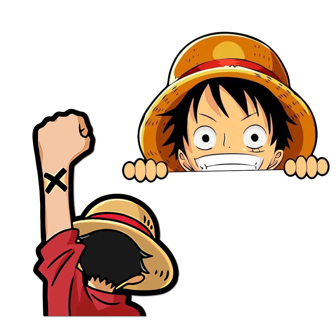 Monkey D. Luffy Peeker Stickers – Pack of 4 (2 Different Designs) | Anime Vinyl Decals for Car, Bike & Laptop – 13cm x 9cm-image-22