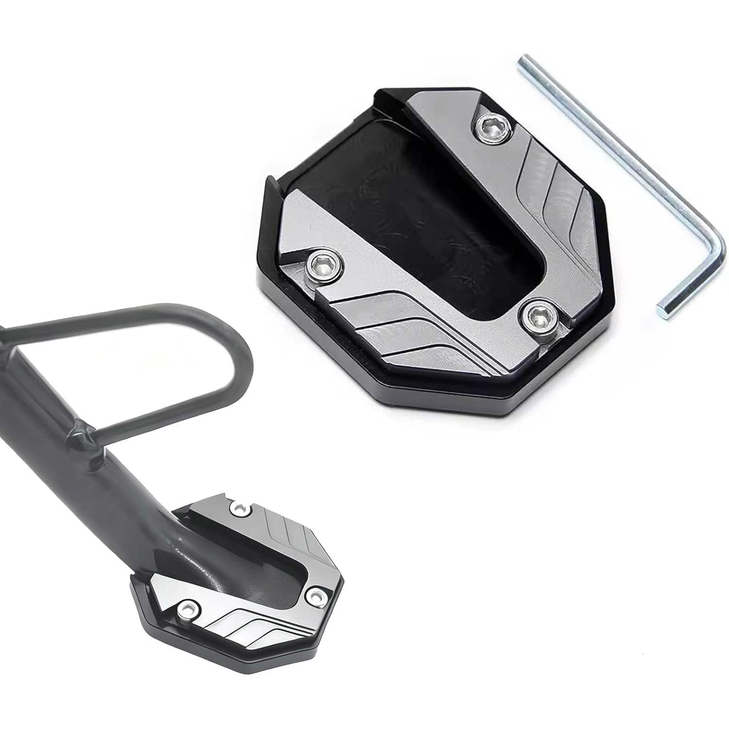WCXCS Motorcycle Kickstand Pad for BMW R900RT R1200R R1200RT R1200RT R1200ST R Nine T, Motorcycle Kickstand Extension Pad Side Aluminium Anti-Slip Base Accessories,A
