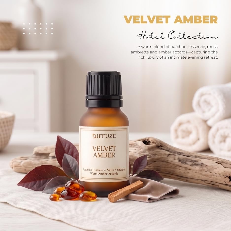 Image of DIFFUZE Essential Oil Set | Signature Hotel Collection - 6 x 15 ml Premium Aroma Fragrance Oils | Luxury Fragrance Oil Set for Diffuser, Home, Car & Room | Long-Lasting Hotel-Inspired Fragrance | 6 Signature Scents