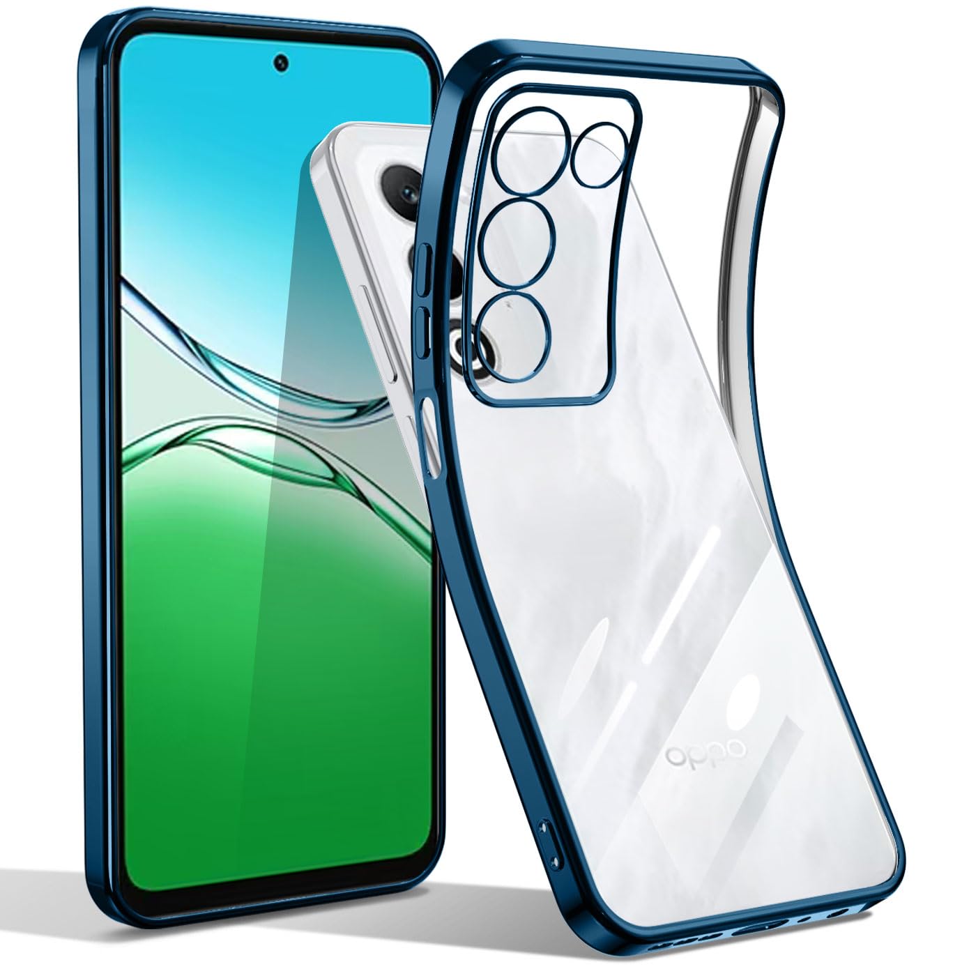 kakabote OPPO A5 5G ケース クリア CPH2735 スマホケース オッポ レノA5 カバー 耐衝撃 TPU製 ソフト 柔らかい手触り 薄型 軽量 指紋防止 取付簡単 黄変防止 (ブルー)