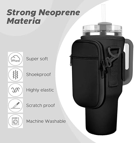 Miniatura 3 de Watter - Bolsa portadora para botellas con bolsillo para teléfono, compatible con vaso Stanley & Simple Morden de 3040 onzas con asa, soporte para