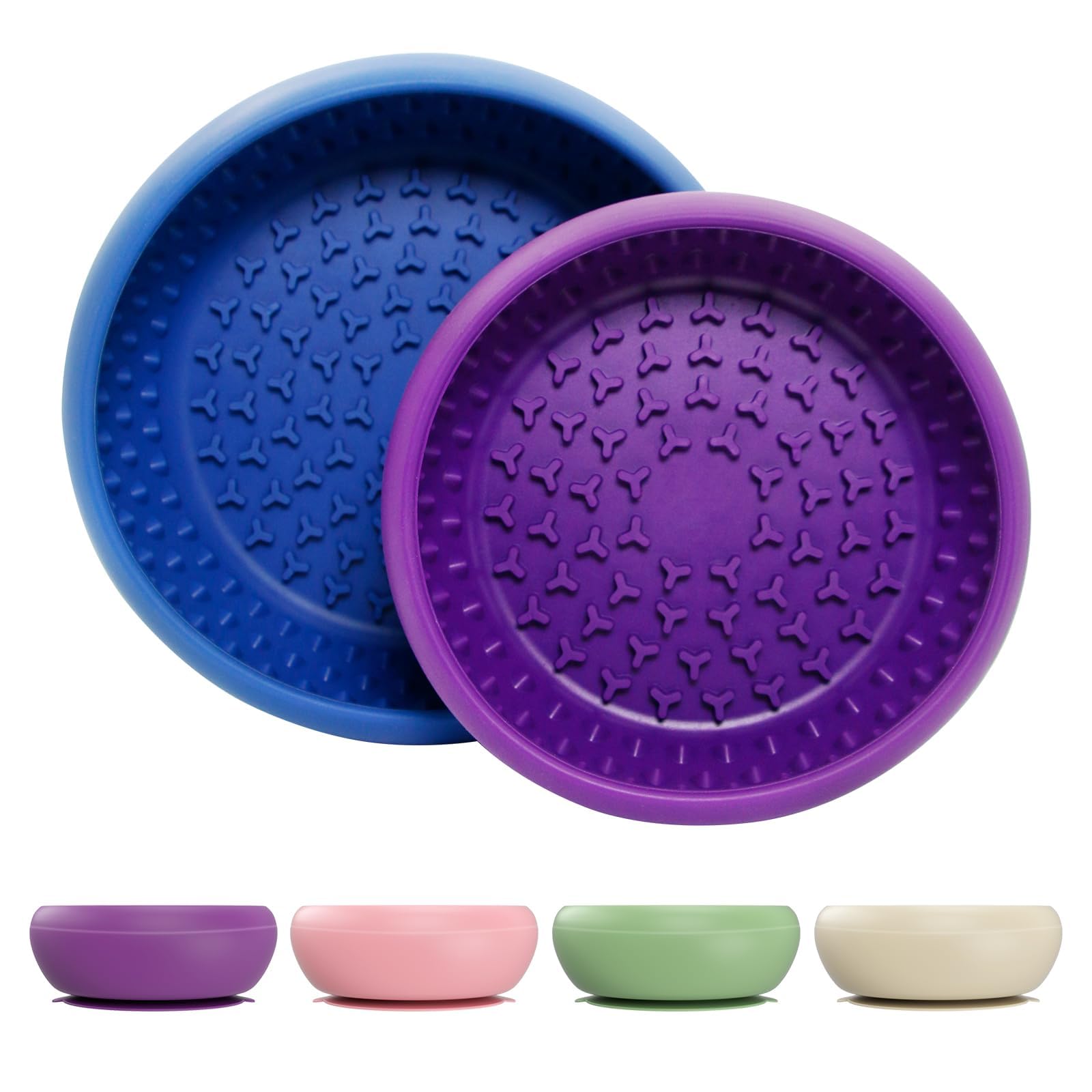 Canvint Dog Licking Bowl – Anti-Anxiety Silicone Lick Pad, Non-Slip & Frozen-Friendly, Enrichment Puzzle Feeder for Dogs, BPA-Free, Dishwasher Safe (Blue S+Purple L)