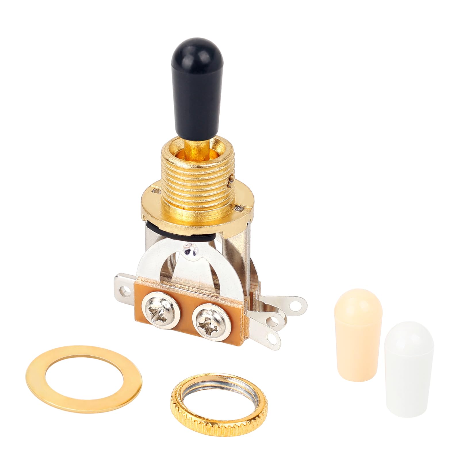 Banworks Metric 3-way Toggle Switch Pickup Selector Switch for Epiphone EPI LP Les Paul Style Guitar JT/DWQ-01 Golden with Black Tip