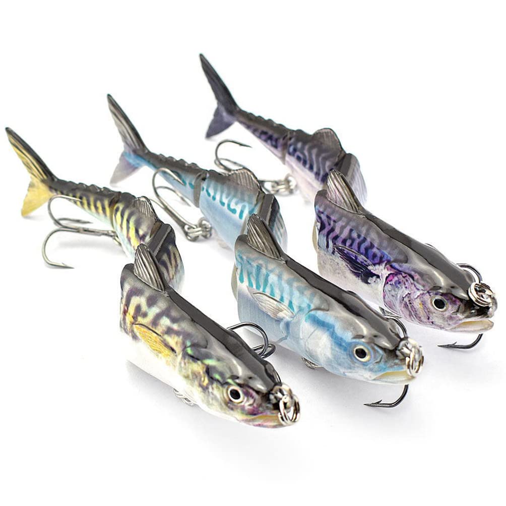TeTupGa Tuna Pike Fishing Lure Sea Fishing Lures for Bass Perch Trout Mackerel, Multi Jointed Swimbaits with Treble Hooks Bionic Swimming Sinking Lures,For Freshwater Saltwater Fishing