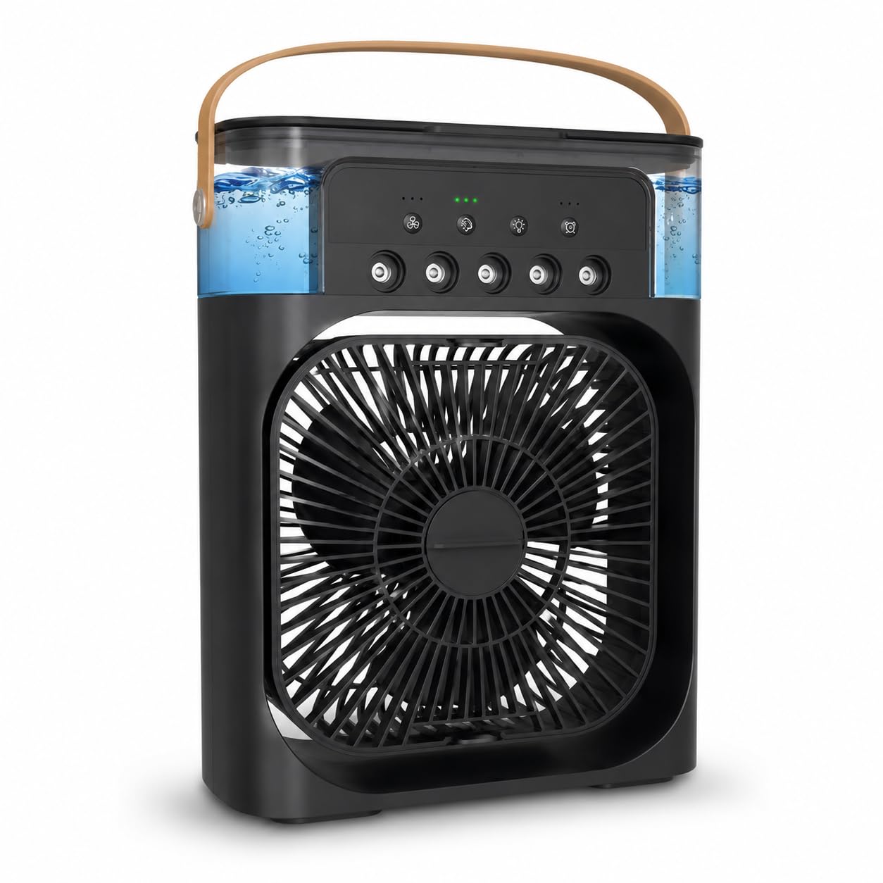DRUMSTONE 【15 Years Warranty】 Portable Air Conditioner Fan. This black air fan features a 500 ml water tank, USB personal cooler, mini humidifier with 7 colors LED light, 3 timer options_M1-image-14