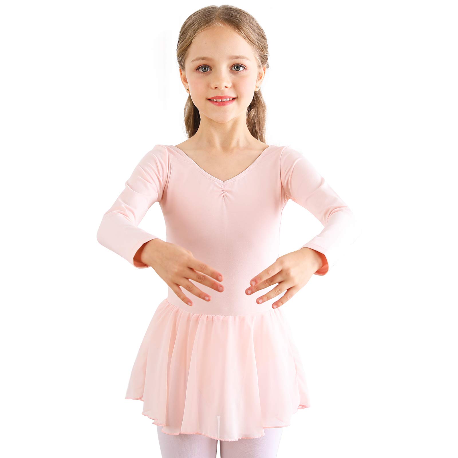 Bezioner Kinder Ballettkleidung Mädchen Ballettkleid Kurzarm Balletttrikot Ballettanzug Tanzkleid Tanzbody aus Baumwolle mit Chiffon Rock Tütü