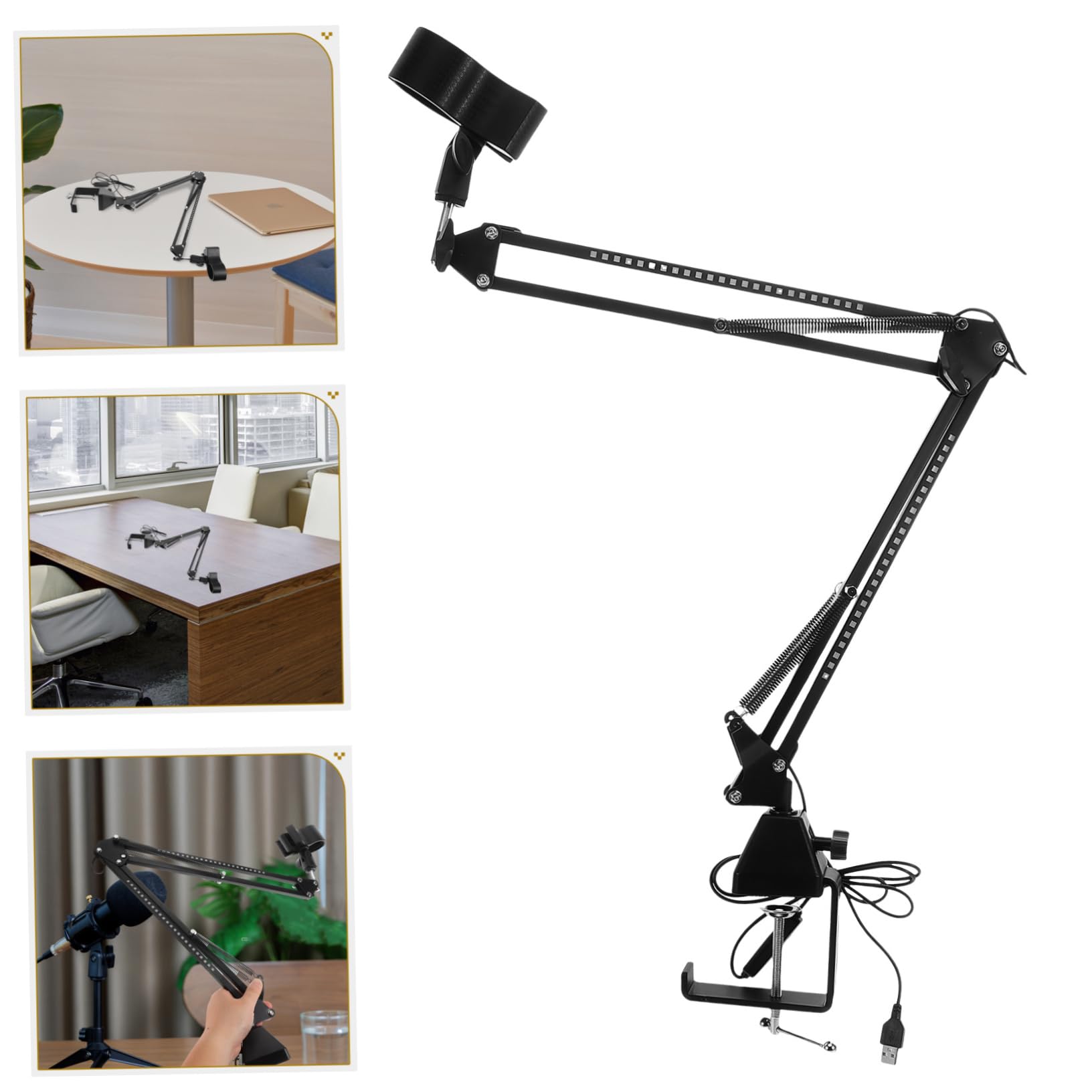 Pied de Micro Rgb-35 à Led, Bras de Bureau Noir en Alliage