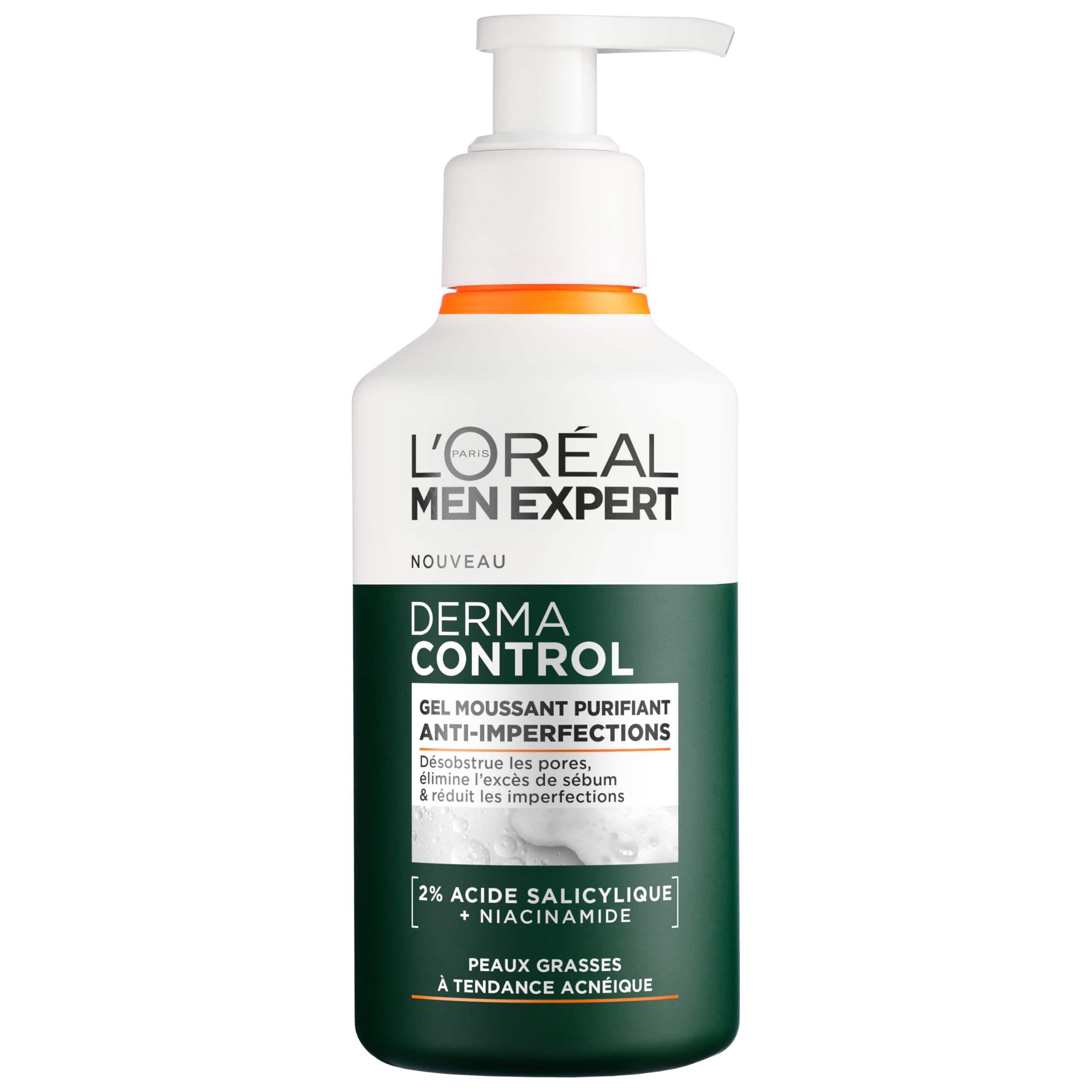 L'Oréal Men Expert - Gel schiumogeno purificante anti-imperfezioni - Detergente - Disobbo i pori e riduce le imperfezioni - Arricchito con acido salicilico - Derma Control - 260 ml