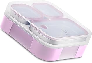 VAYA Tydbyt Tiffin Box for Women Stainless Steel, 3 Steel Containers & Lids, Lunch Box for Kids Girls 3 Compartment, Organized Meals with No Mix-Ups, Bento Box, Lilac Love