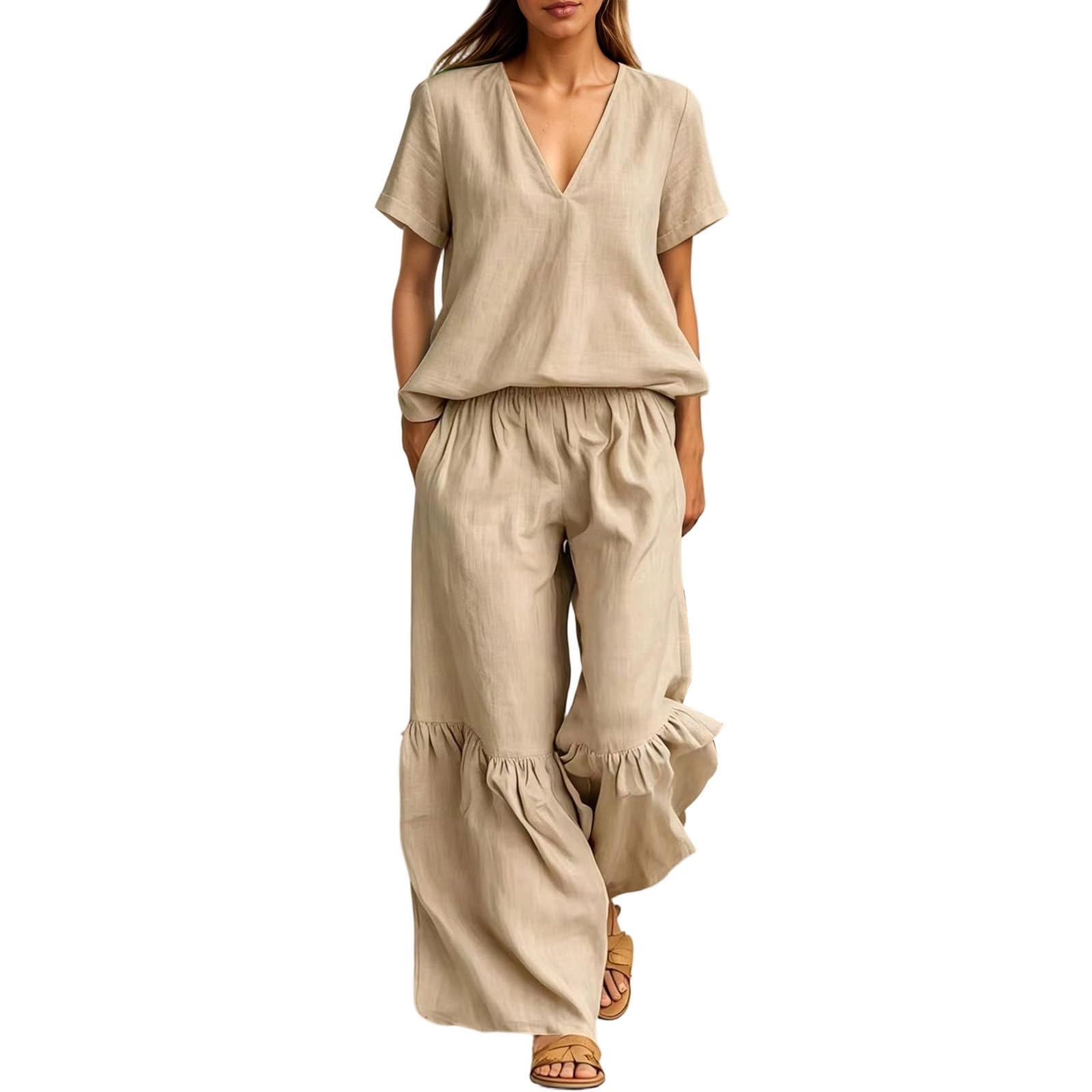 Survetement Femme Ensemble - Tenue Sport Femme Ensemble Deux PièCes DéContracté et Facile à Porter Haut Uni à La Coupe Ample et Pantalon Large Une Tenue Polyvalente pour Le Travail Ou Le Week-End