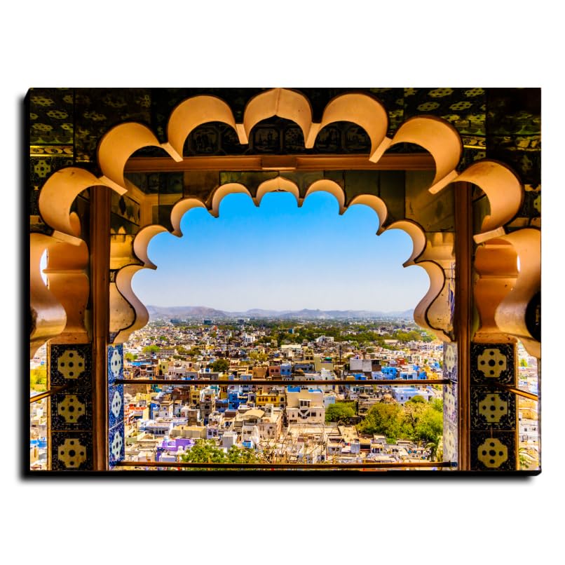Chalk My Theme Udaipur City Palace Wood Print Wall Art Home Decor, Living Room, Bedroom, Cafe, Room Painting For Wall Decoration -9 x 12 Inches | 6mm Thick Pinewood