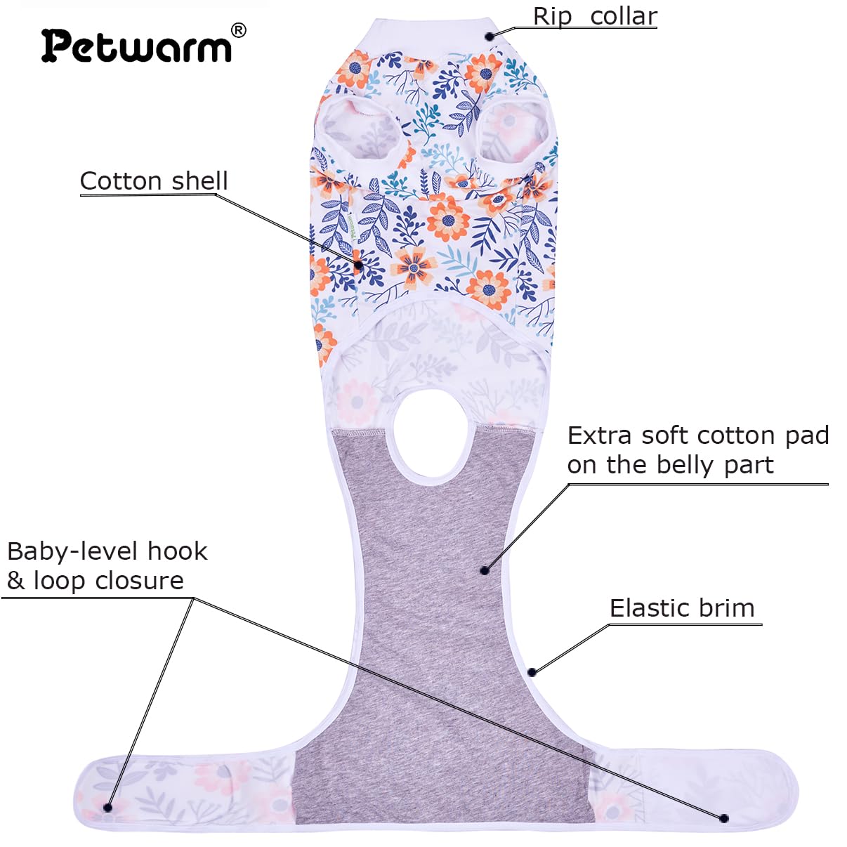 PetWarm Post Surgery Dog Onesie Female, Onesies for Dogs Bodysuit for Abdominal Affected Areas Sensitive Skin Areas - Image 2