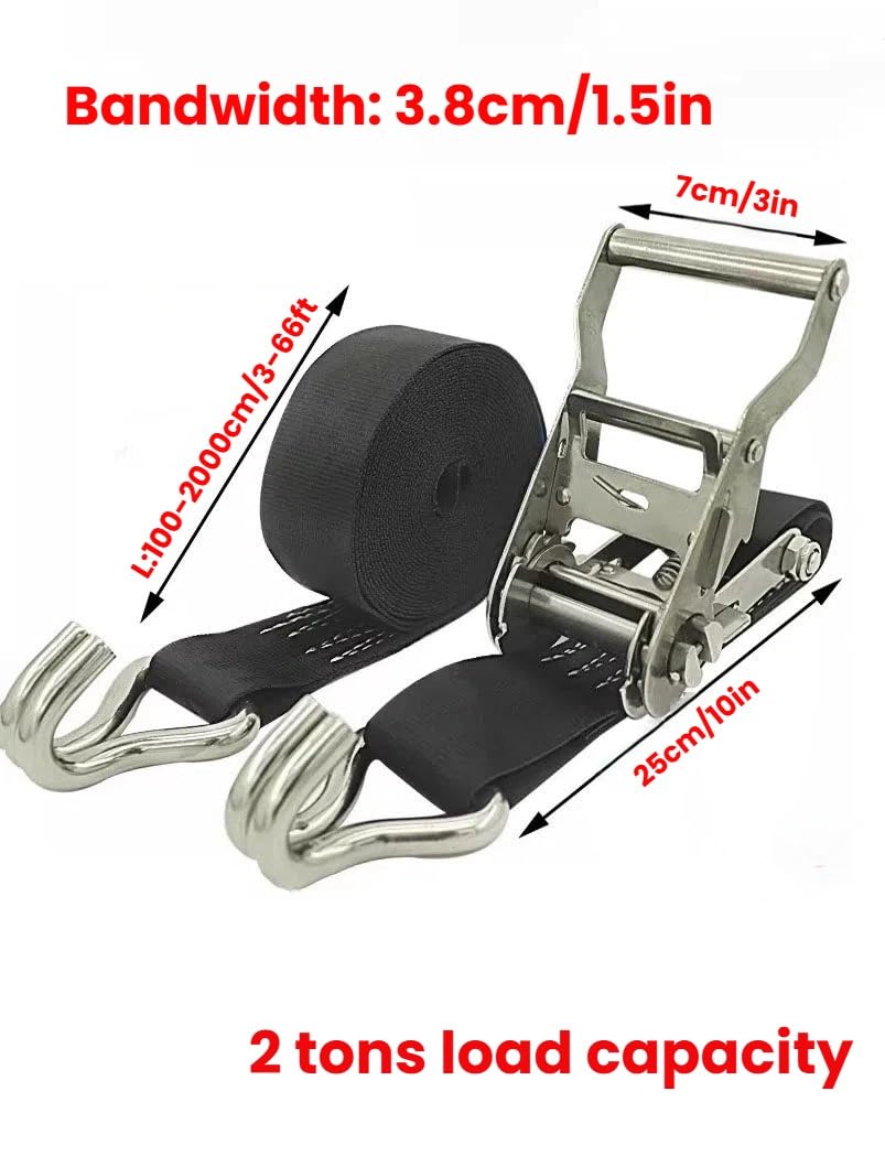Correa de unión de Acero Inoxidable 304 con trinquete, Correa de Equipaje, Correas móviles de elevación Resistente for Carga y Transporte de Camiones(2000 cm/65.6 ft)