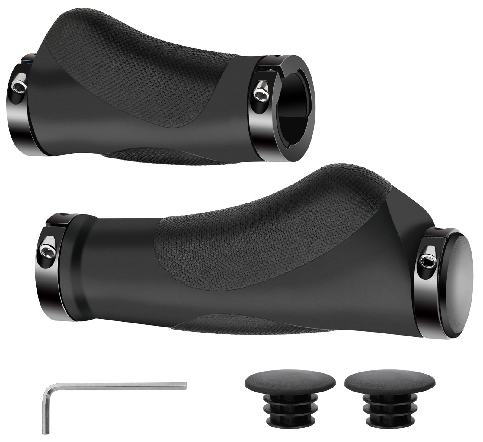 Nutmanel Ergonomische Fahrradgriffe 22mm, Lenker aus Rutschfestem Gummi mit Doppel Lock On Design, MTB Griffe für E-Bike, Cityrad, Tourenrad, Trekkingrad Sport & Freizeit
