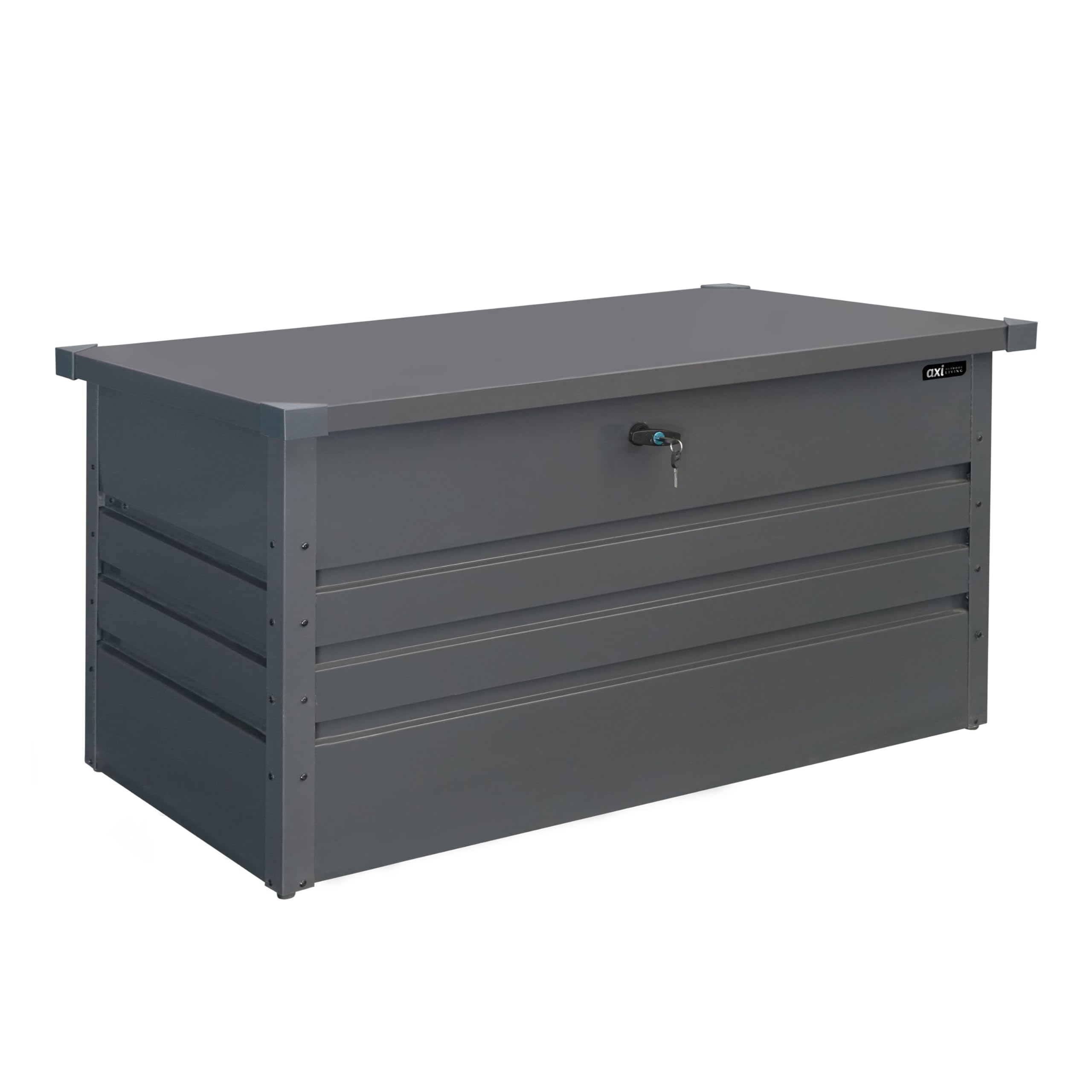 Coffre De Jardin En Métal 400L Anthracite 132X60X62Cm AXI Miles Rangement Extérieur Avec Fond Et Serrure