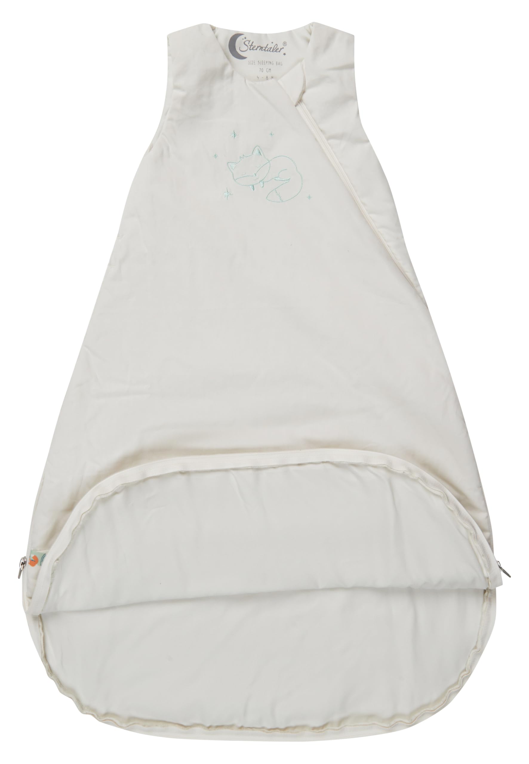 Sterntaler Schlafsack 100cm Fuchs Filou - aus Polycotton mit Hydrocool-Futter - wattiert - Zwei-Wege-Reißverschluss & Kabelöffnung - 1,50 TOG - Unisex Baby & Kleinkind, lichtgrau