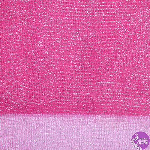 Image of Asian Hobby Crafts Flower Mesh Net Fabric for Bouquets, Trousseau Packing, Gift Wrapping, Party Decor, Sweet Box & Gift Decoration - 7 Meters (Pink)