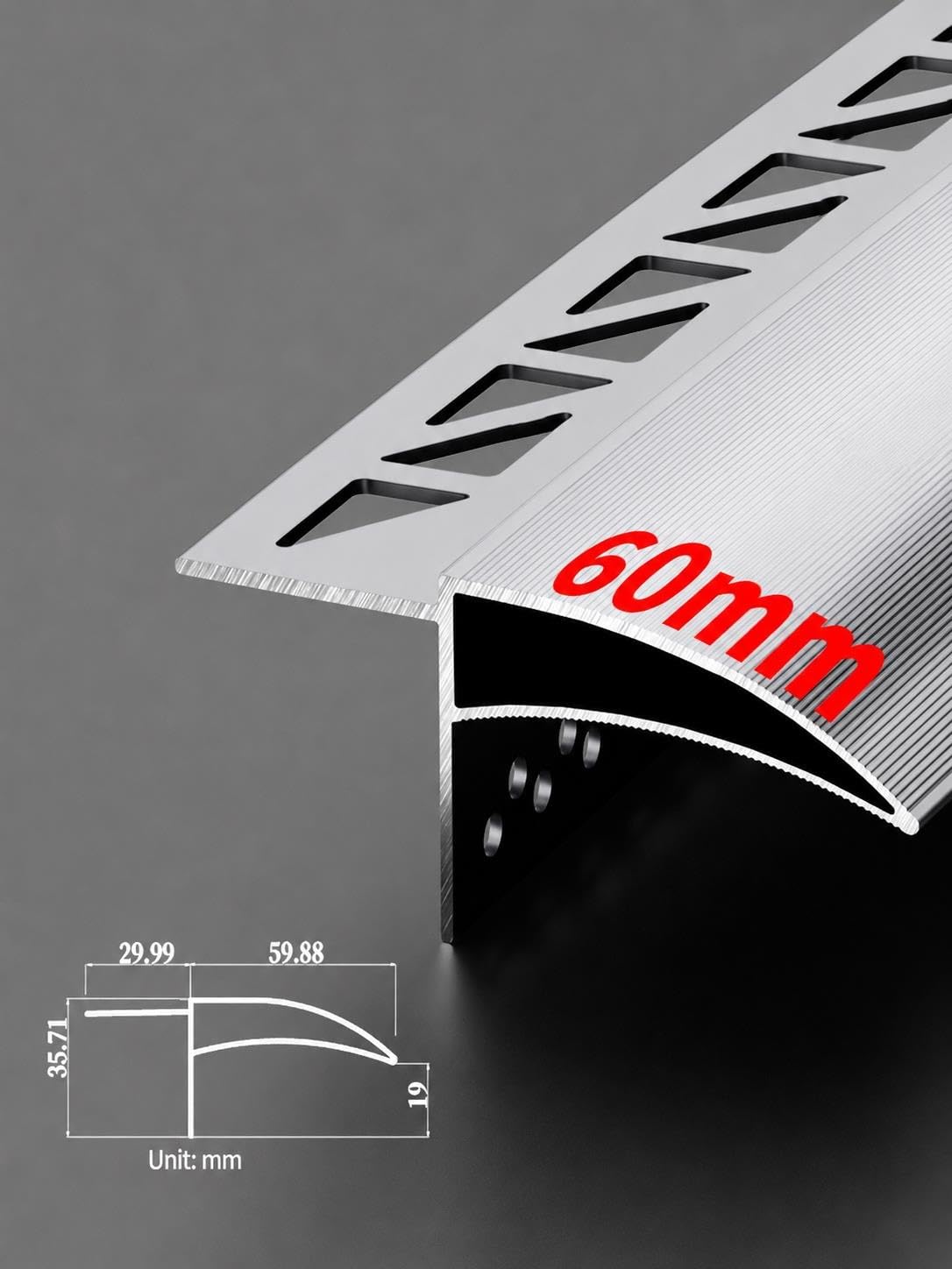 Perfil Goterón Aluminio 120cm, Desviador Agua Exterior para Azulejos