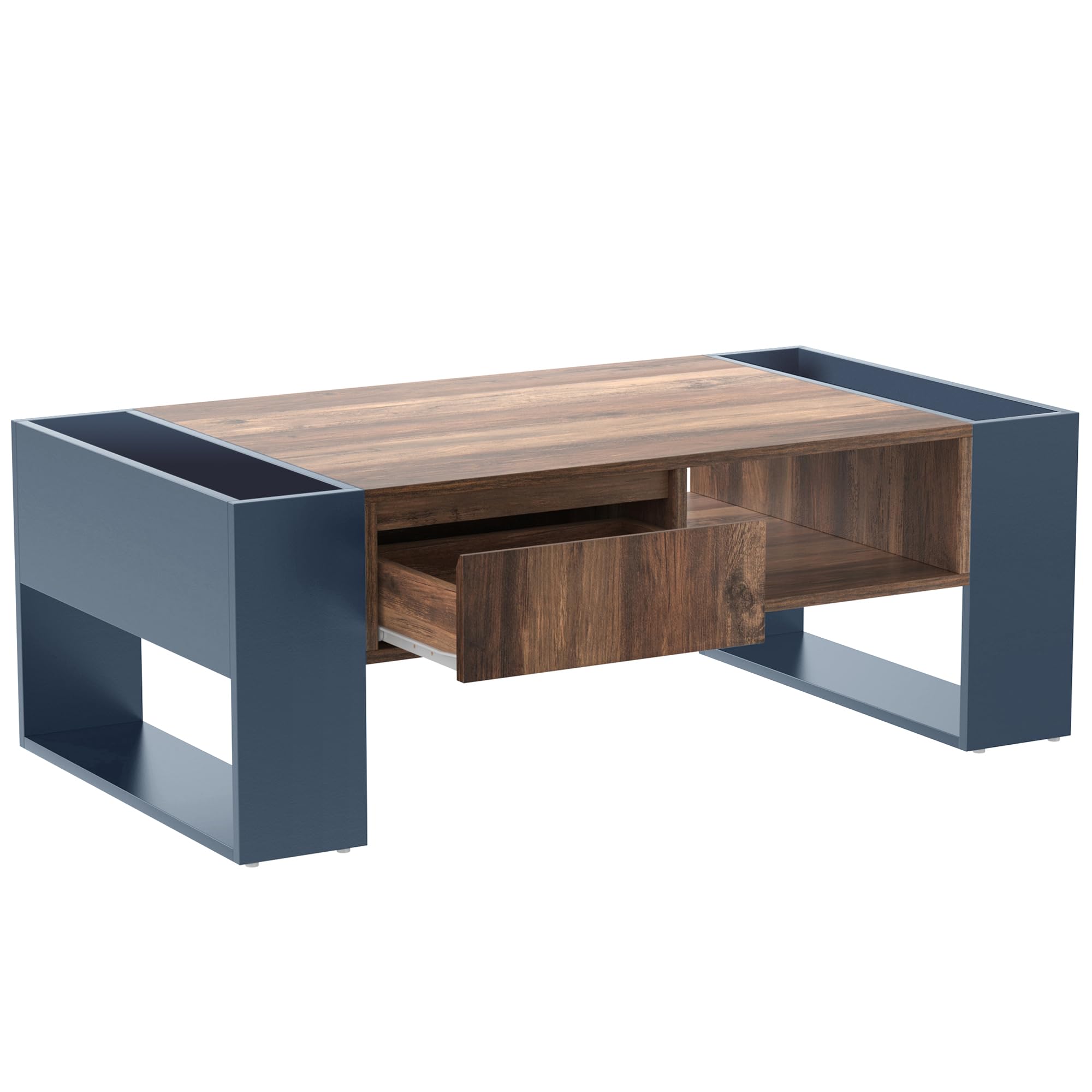 Merax Wohnzimmertisch mit Schublade, Couchtisch mit Stauraum, Kaffeetisch für Wohnzimmer, 111 x 60 x 40 cm, Holzfarbe Grauschwarz Merax Wohnzimmertisch mit Schublade, Couchtisch mit Stauraum, Kaffeetisch für Wohnzimmer, 111 x 60 x 40 cm, Holzfarbe Grauschwarz