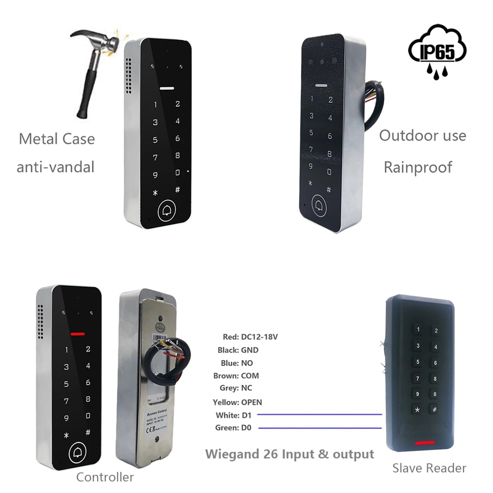 IP65 Wodoodporny system kontroli dostępu do drzwi WiFi Tuya App i inteligentny domofon wideodomofonowy,Sprzęt kontroli dostępu(VF40EM)