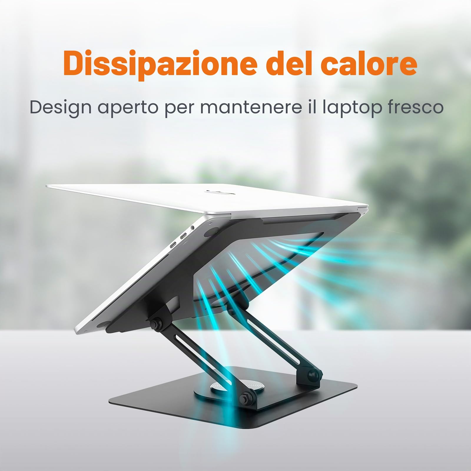 GRIFEMA GB1050 Laptop Stand Ergonomico Regolabile Girevole 360° per Portatili 11-17" Nero