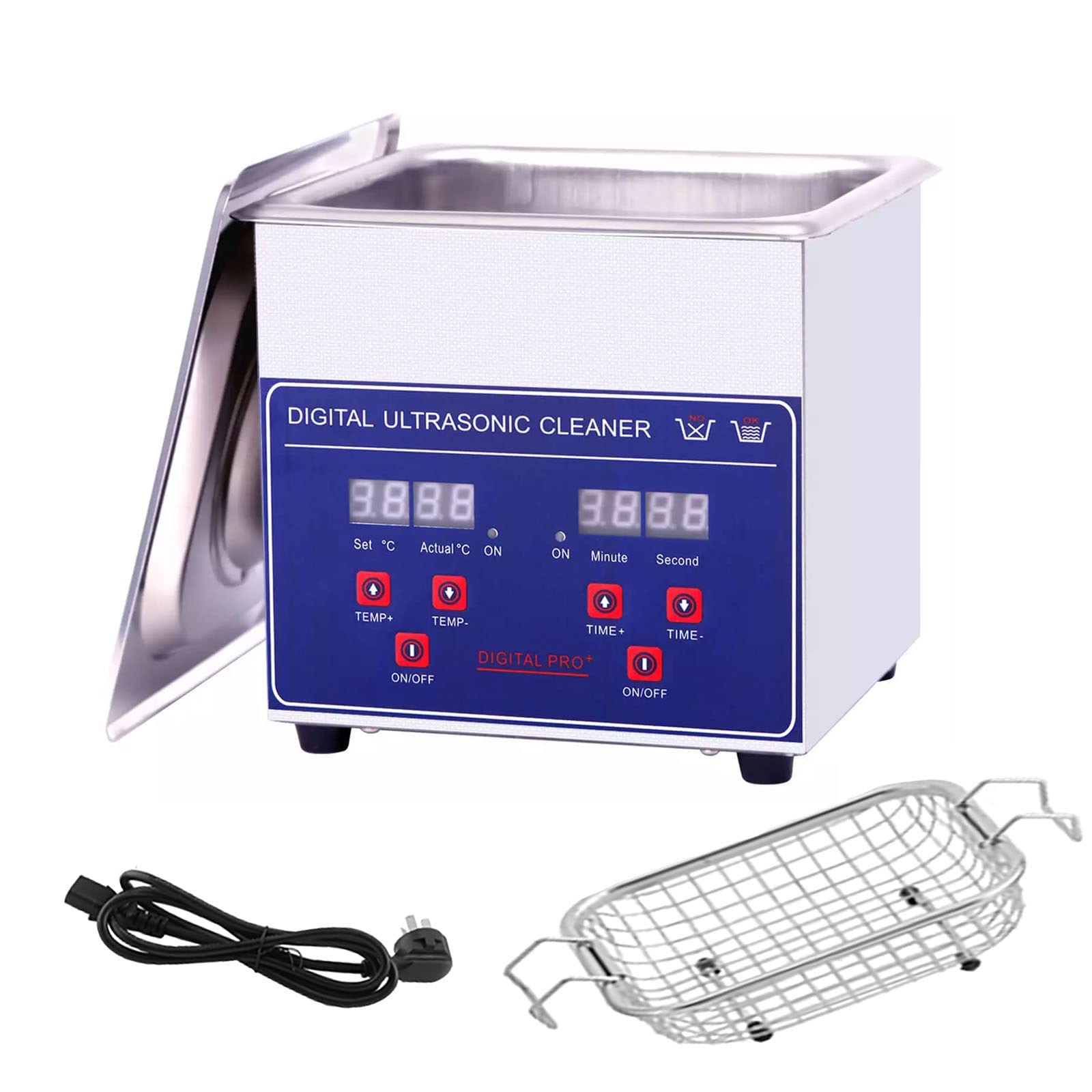 Pulitore Ad Ultrasuoni Professionale,1.3l/2l/3l/4l/6l/10l/14l/15l/22l/30l Macchina per La Pulizia Ad Ultrasuoni in Acciaio Inossidabile Con Timer Digitale E Riscaldatore,Per Occhiali/Gioielli,4L