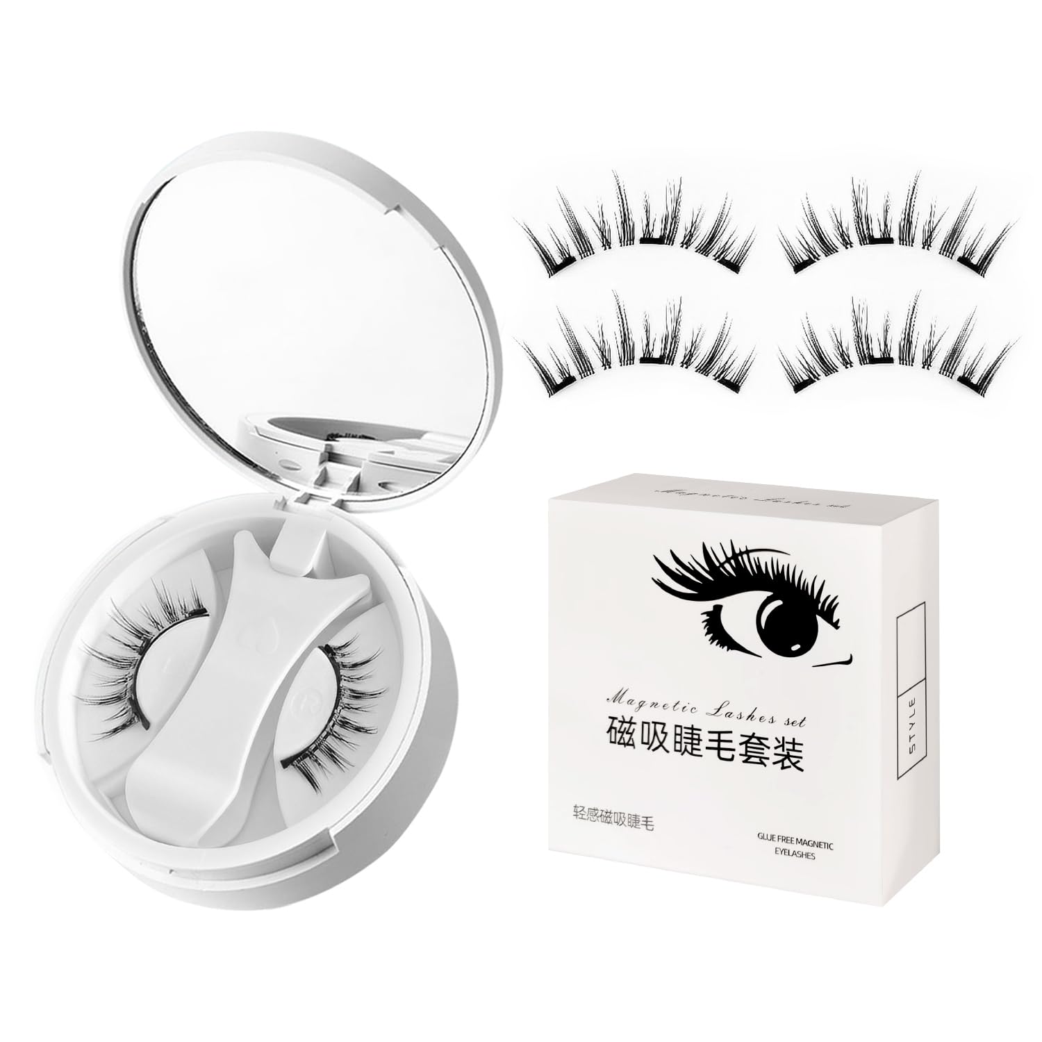 Magnetic Eyelashes without Eyeliner - No Glue 3D False Eyelashes Kit Magnetic Eyelashes Natural Look