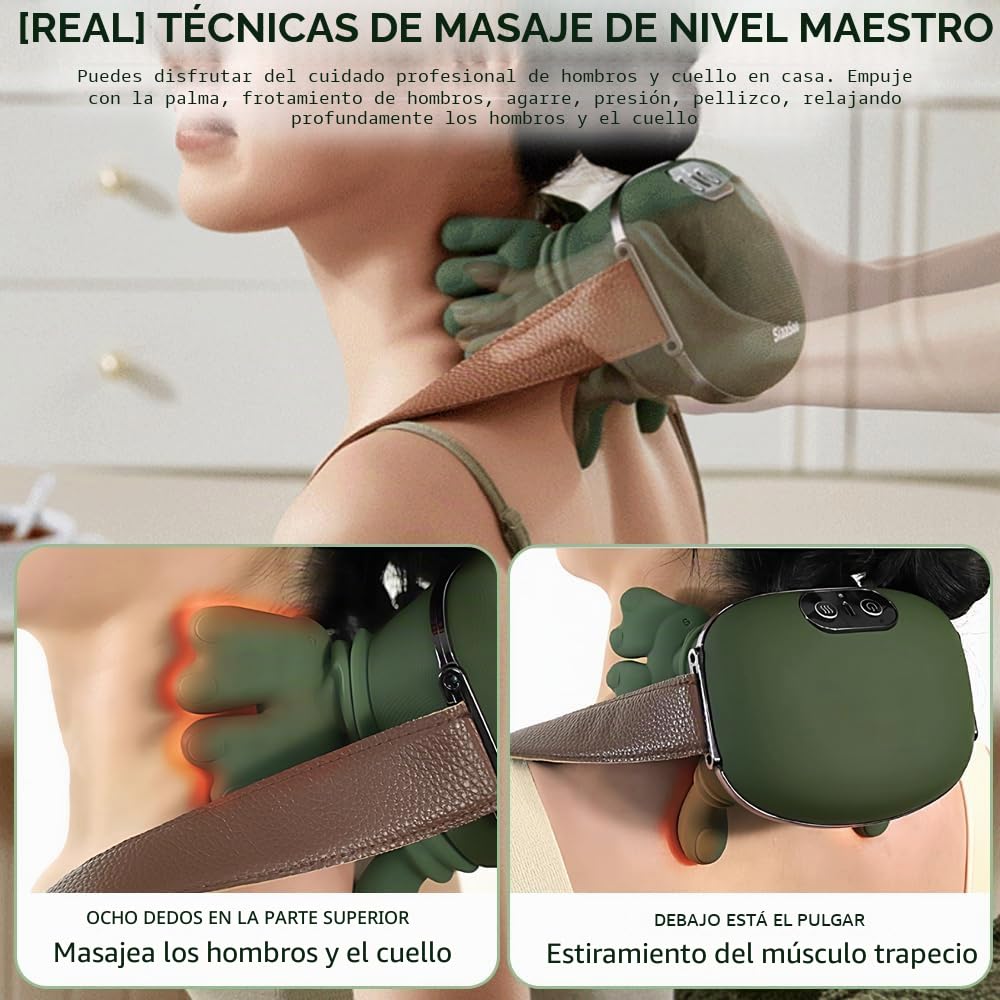 Masajeador De Cuello Hombros Recargable Eléctrico, Masajeador de Cuello y Hombros Cervical Inalámbrico 4D, Con 3 Niveles de Intensidad y 2 Niveles de Calor,4D Shiatsu maseajor cervical y espalda