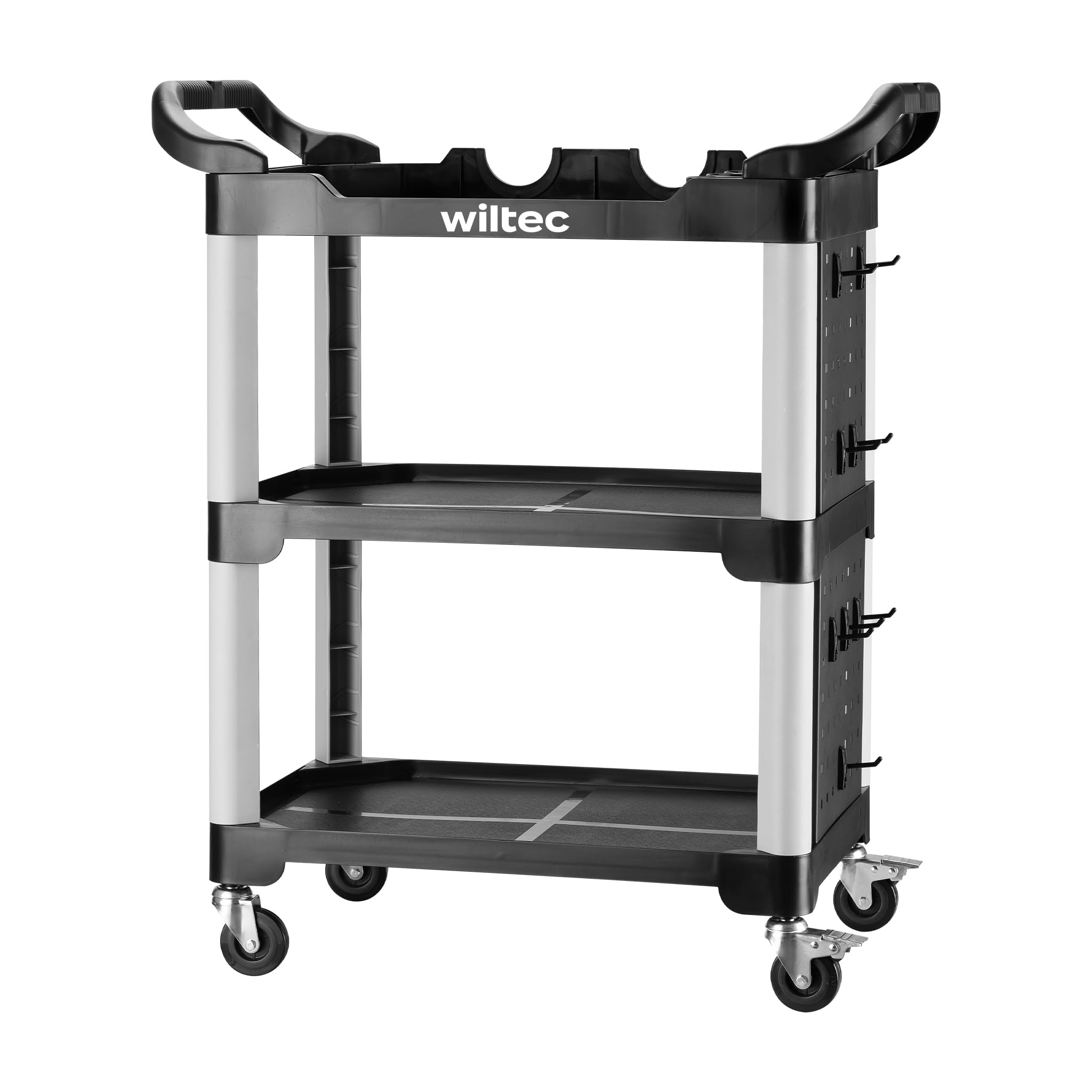 Wiltec Carro de 3 Niveles Tipo 02 con Capacidad de Carga de 120 kg, Carro de Taller 67 x 43,5 x 97 cm de plástico