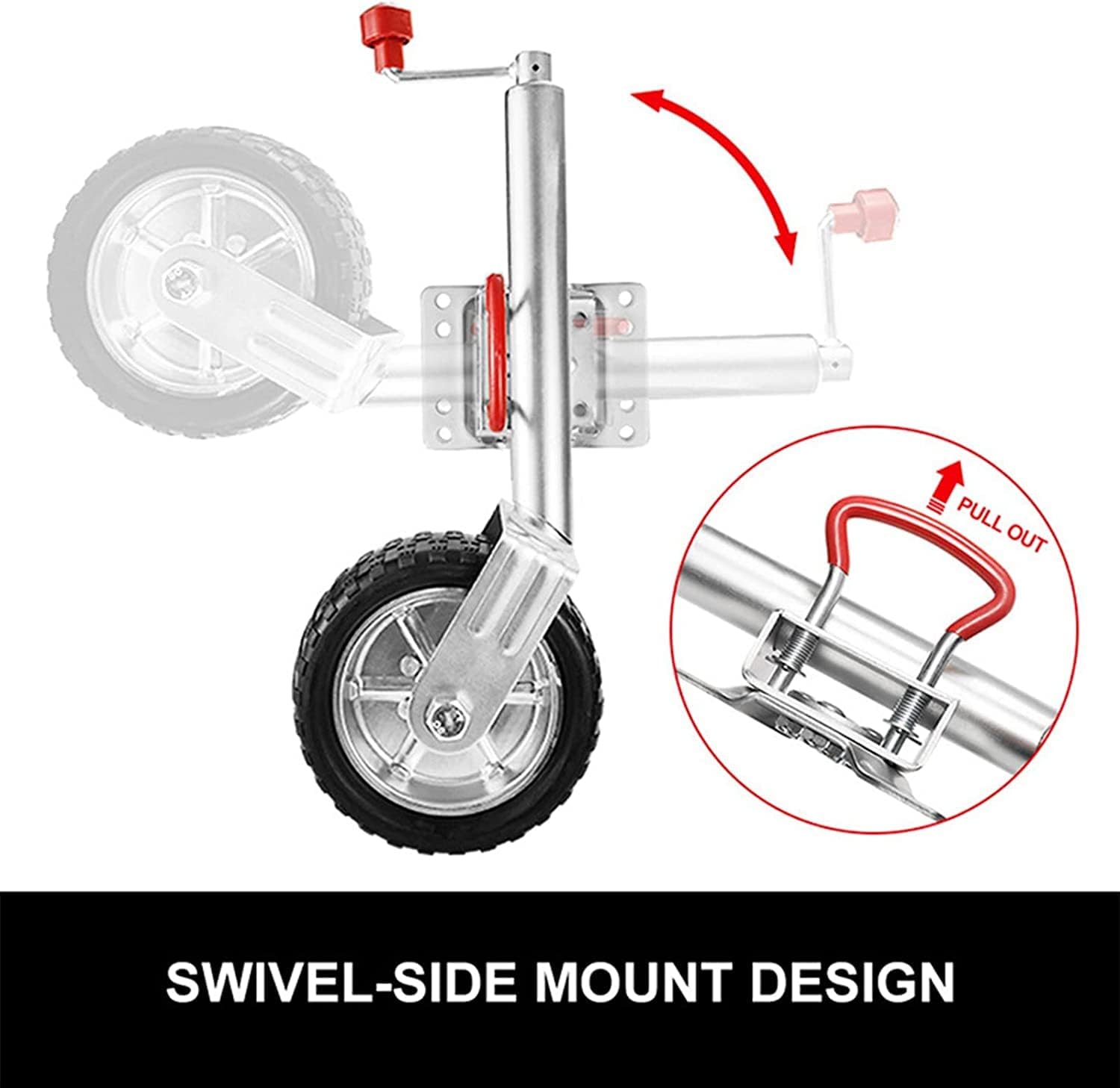 Jack with Wheels Trailer Jack Wheel,Bolt-On Swivel Tongue Jack,Boat Trailer Jack Stand 1500Lbs Capacity 10Inch Lift