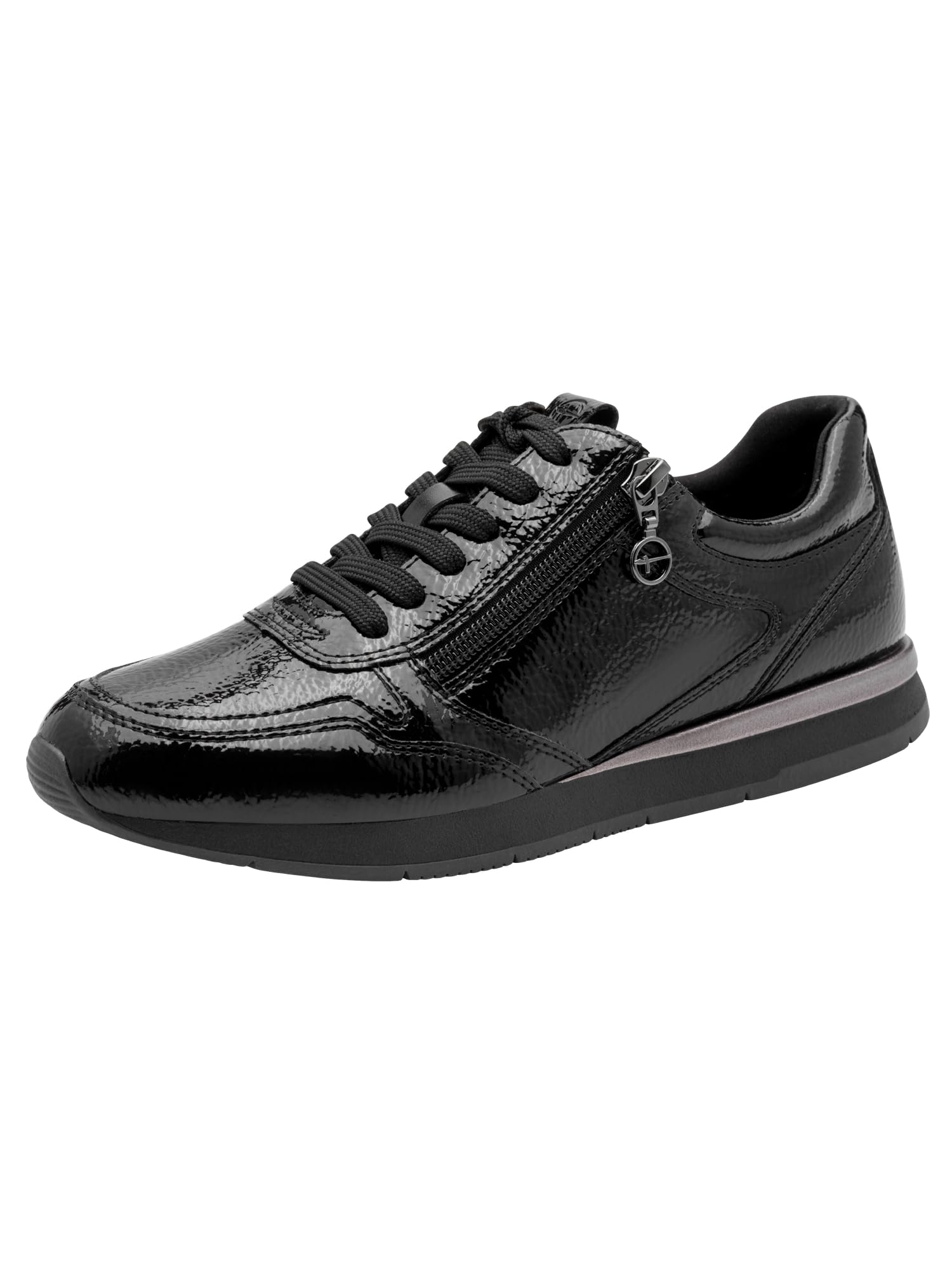 Tamaris Women's Low Flat Trainers, Black (Black Patent), 41