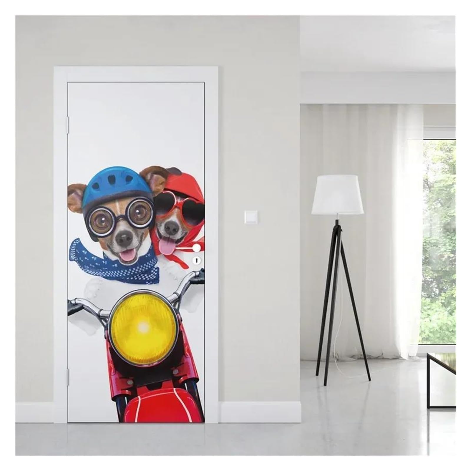 Papier peint auto-adhésif chien 3D pour cacher les imperfections de porte