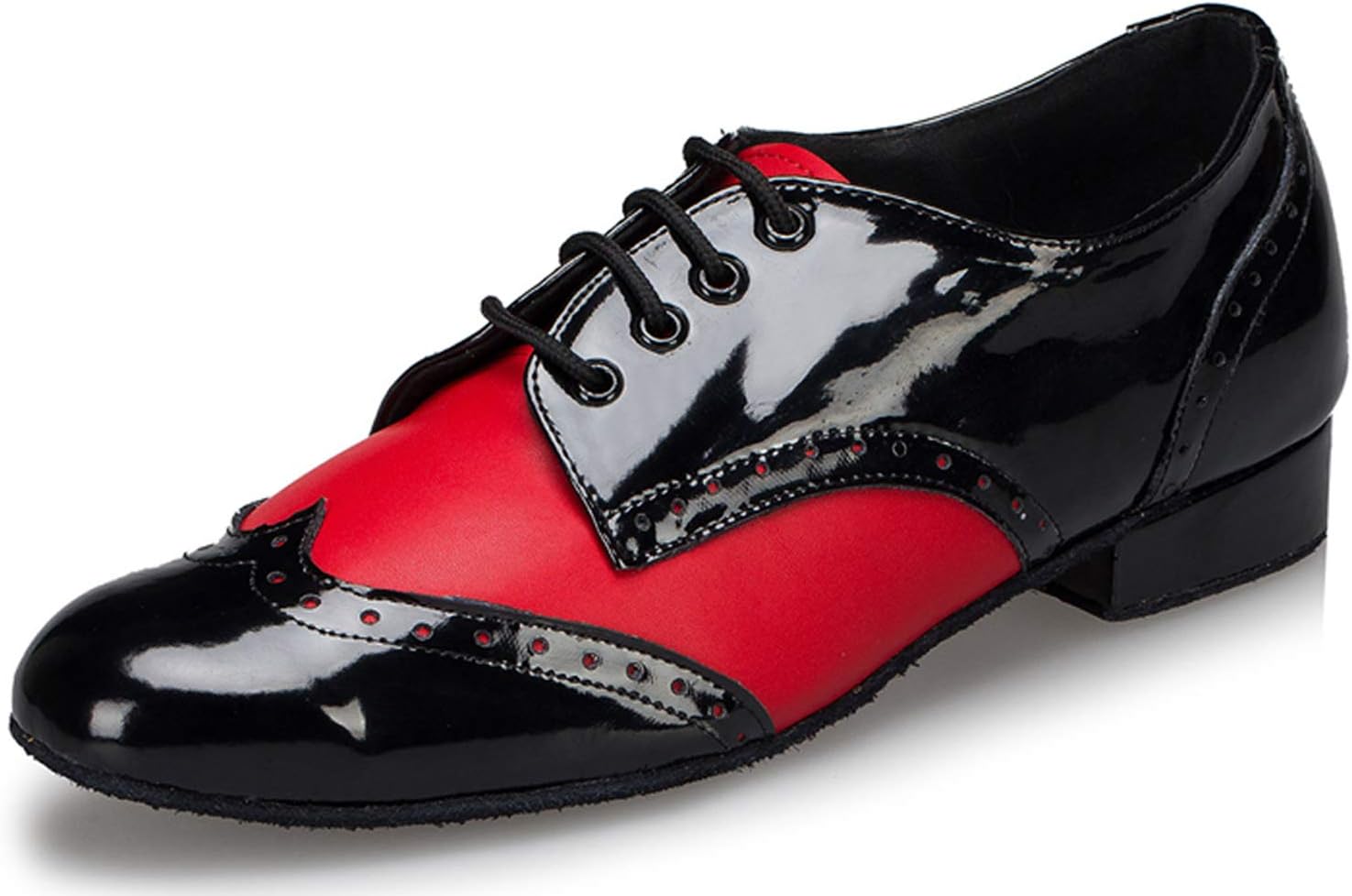 Honeystore Men's Lace-up Dance Shoes Splice PU Leather Modern Tango Jazz Ballroom Latin Red 11 D(M) US