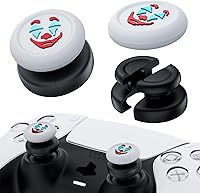 Vista 1 de PlayRealm NO FALLING OFF Thumbstick Extender & Silicone Grip Cover 2 Sets for PS5 & PS4 Controller (Joker White)