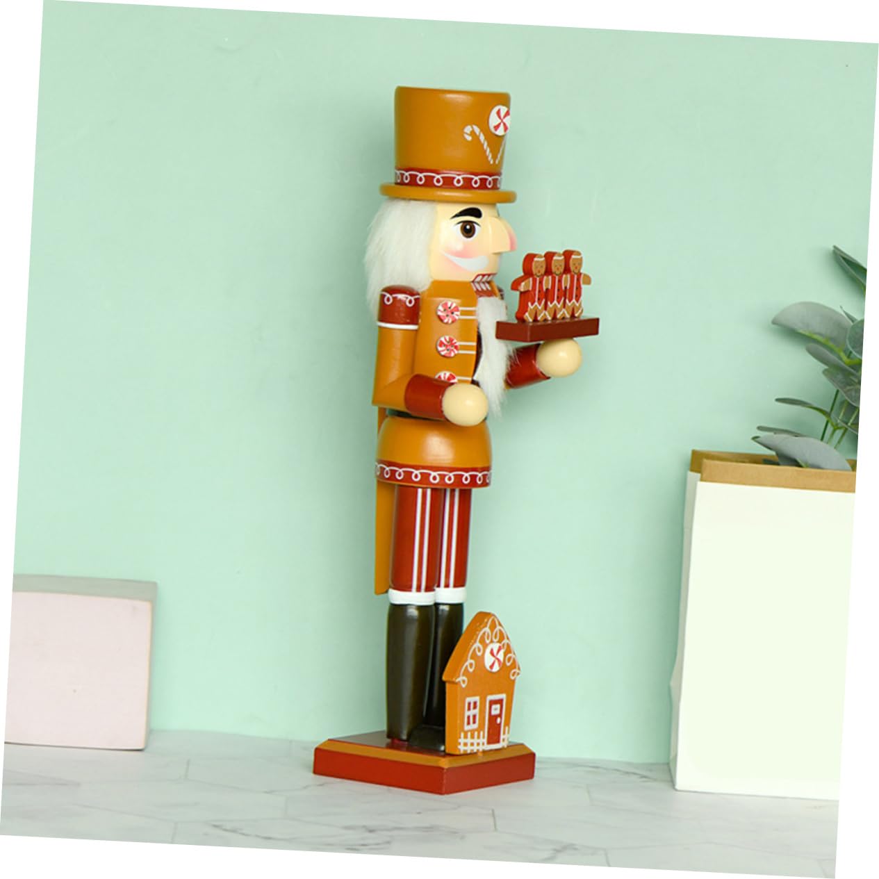 Statuette di Portanoci in Legno Chef Decorazione Natalizia per Casa di Pan di Spezia Ornamento in Legno per Tavolo e Libreria